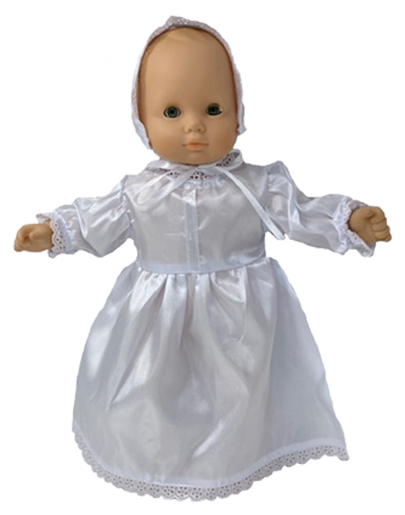 Doll Clothes Superstore Christening Baptism Communion Dress with Hat Fits 15 inch Baby Dolls Doll Clothes Superstore