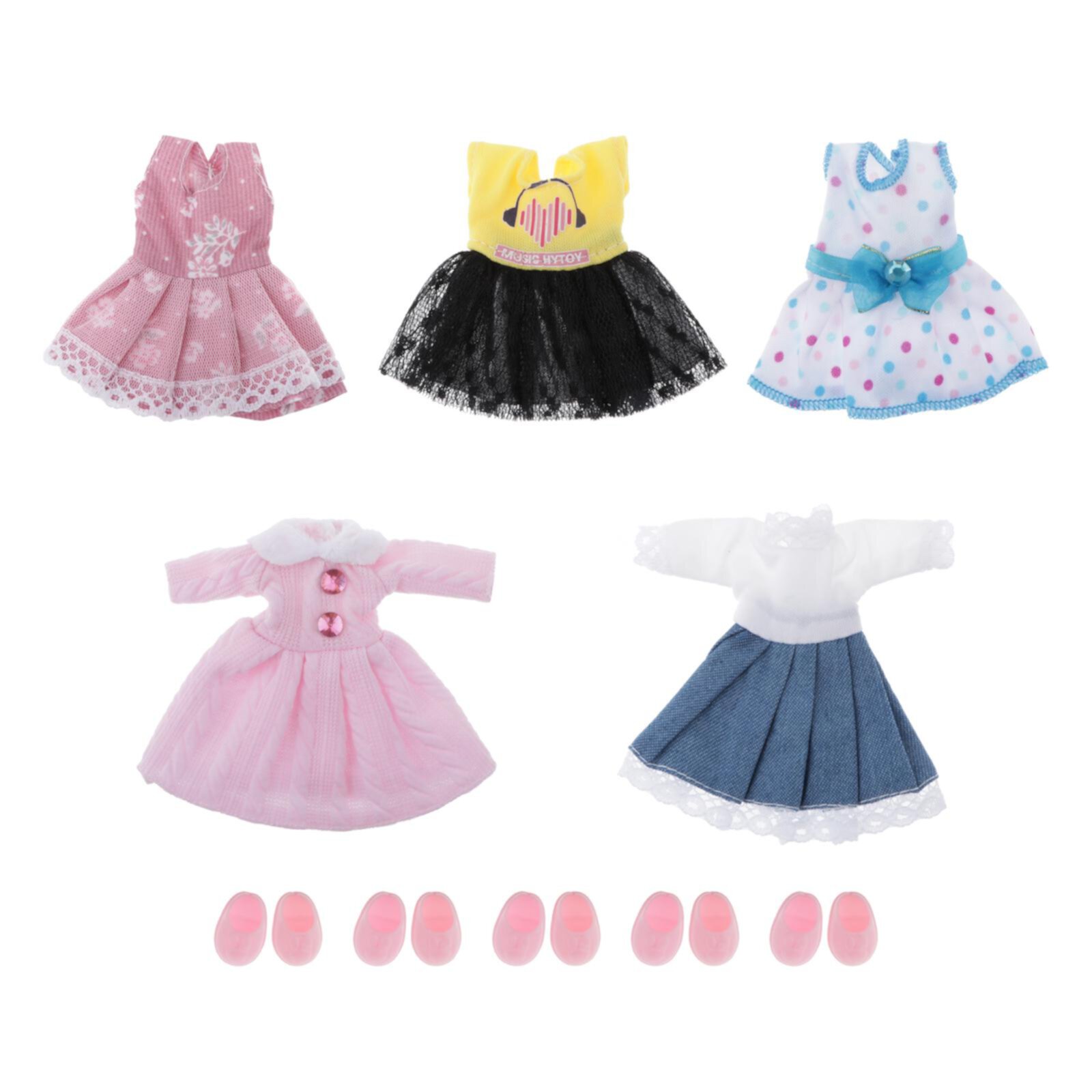 Girl Doll Clothes and Accessories - 5 Sets Doll Clothes for 16cm Dolls, Cute Baby Doll Outfits Dress for Christmas Birthday Gift for Little Girls Gazechimp