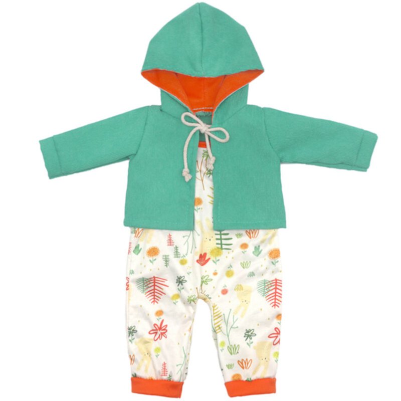 Baby Doll Clothings for 14 - 18 Inch, Green Corduroy Jacket Orange Edge Jumpsuit Doll Clothes Accessories Set Cosdoll