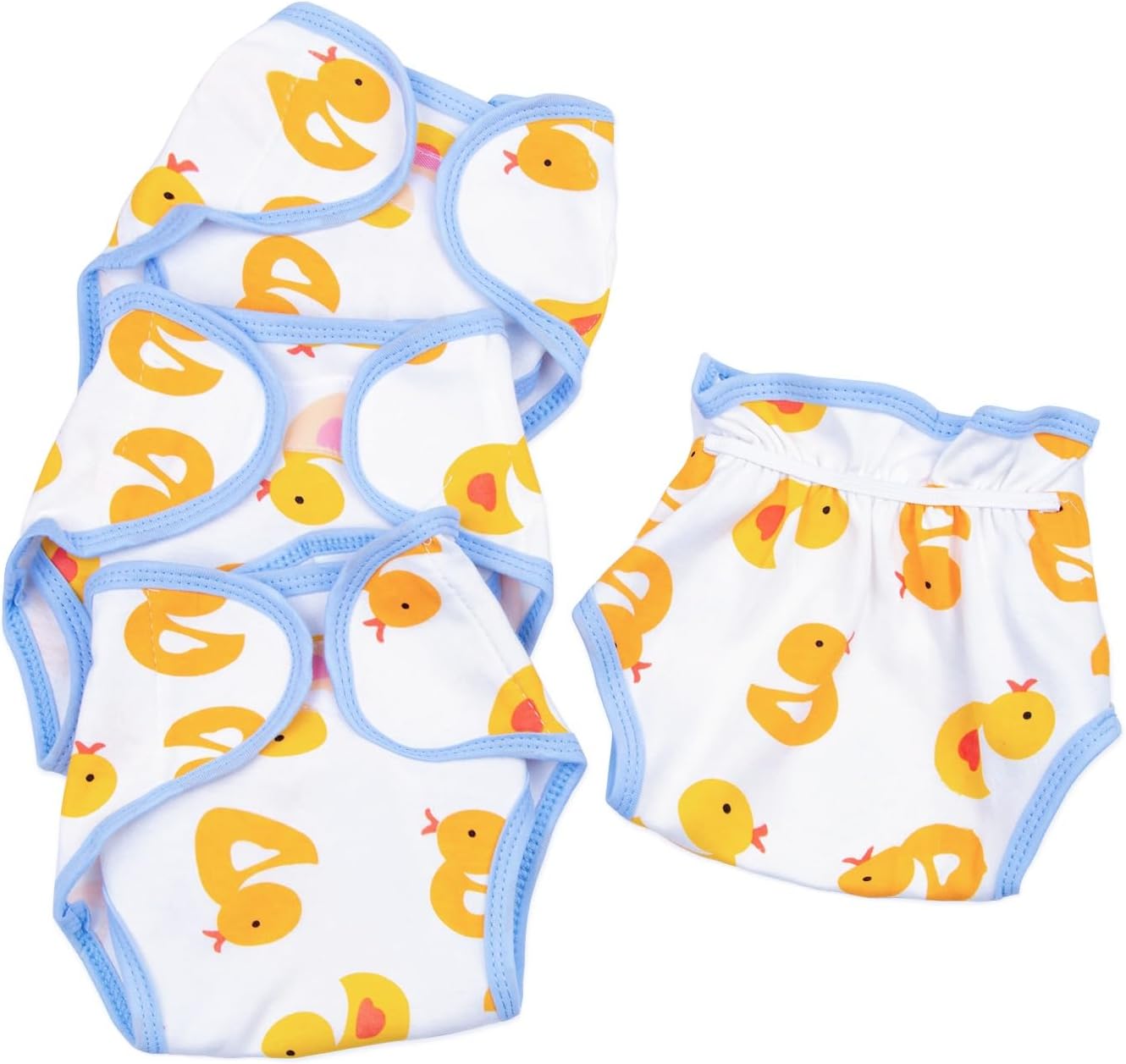 Reborn Baby Doll Diapers Underwear Accessories for 17-22 Inch Reborn Doll Diapers Washable Reusable Yellow Duck 4 PCS Set Binlechuang