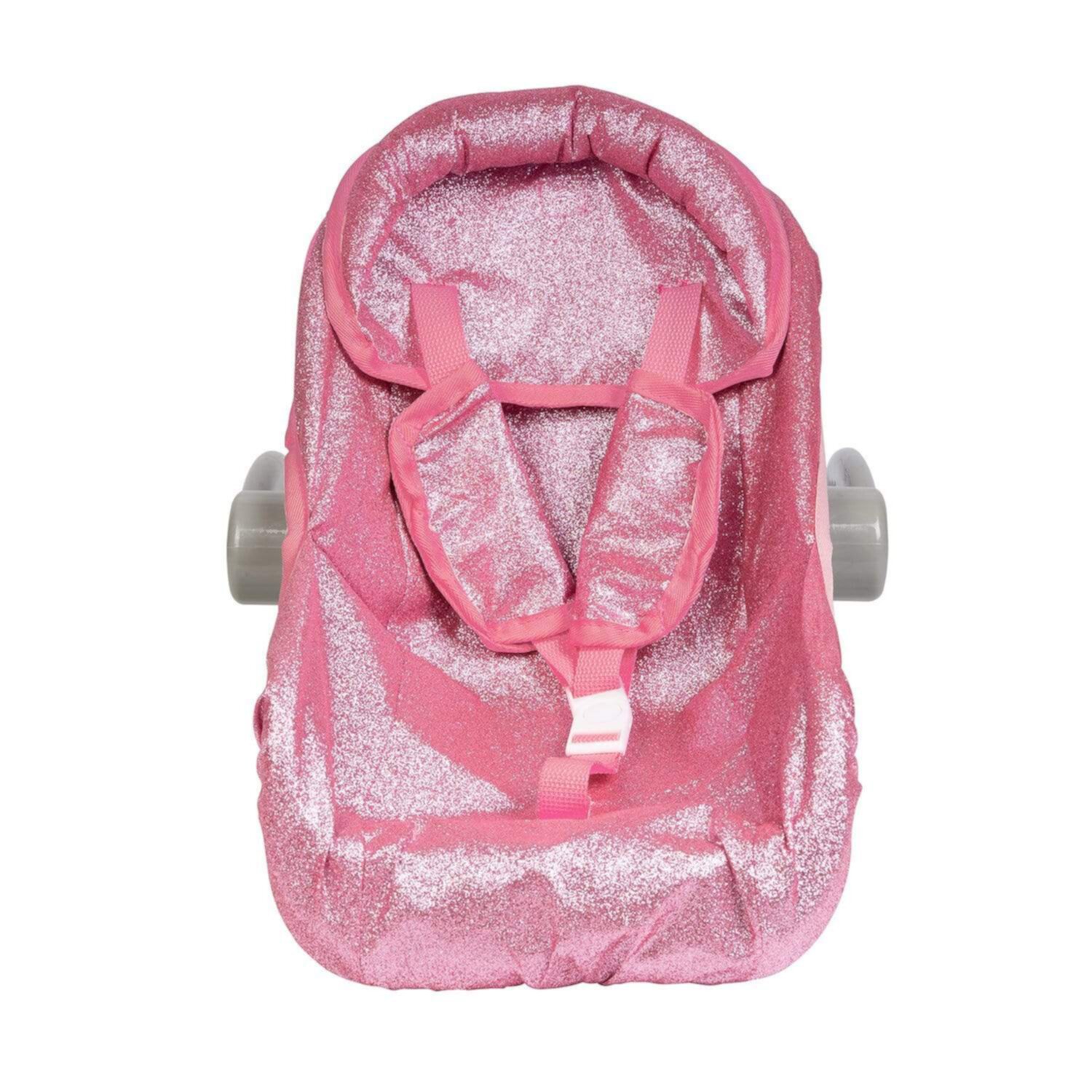 Adora Glam Sparkly & Glittery Pink Car Seat Carrier, Baby Doll Car Seat That Fits up to 20" Dolls and Stuffed Animals, Birthday Gift For Ages 2+ - Pink Glitter Adora