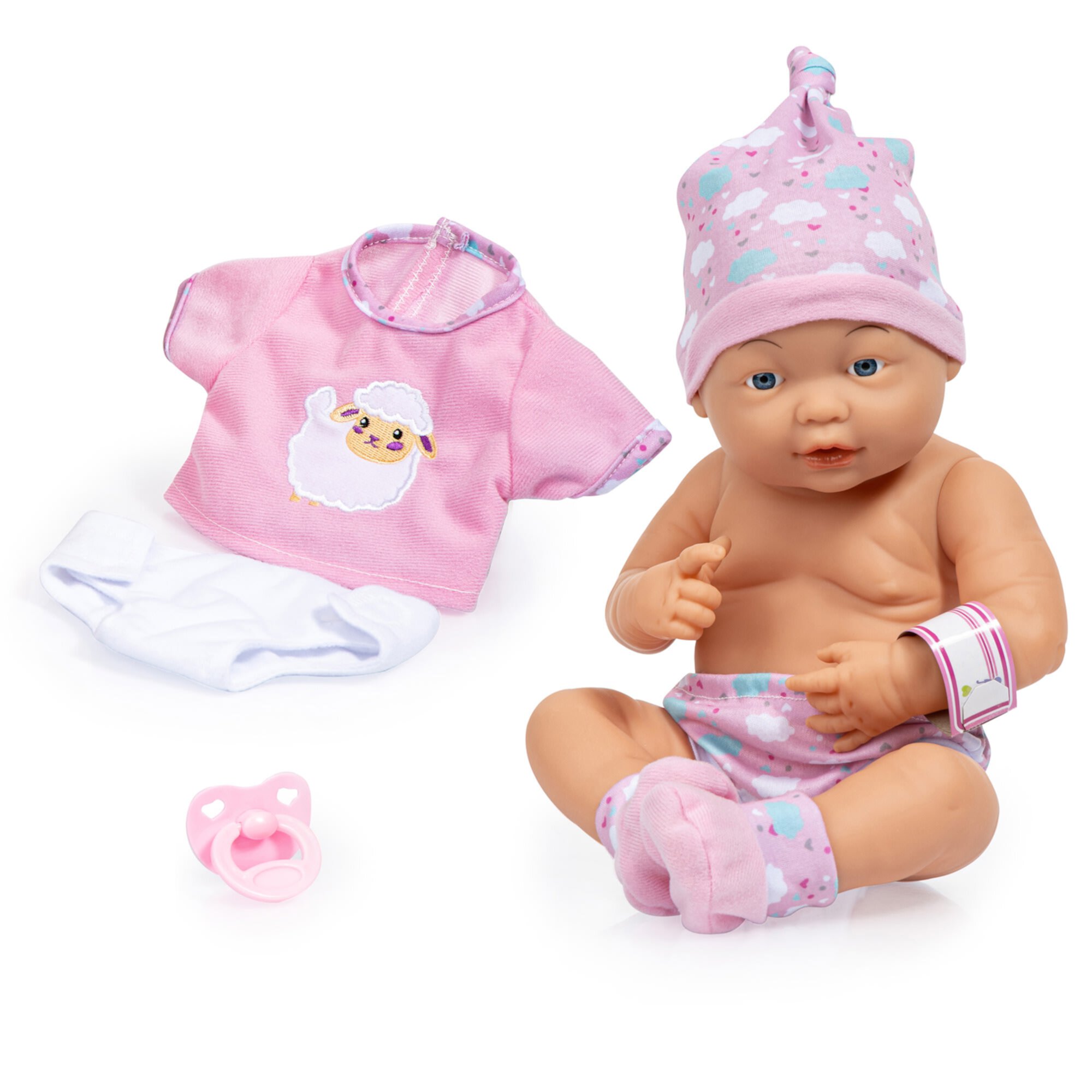 Bayer Design Dolls: 15" New Born Baby W/ Pink Outfit & Accessories,  Suitable for Children Ages 3+ Bayer Design