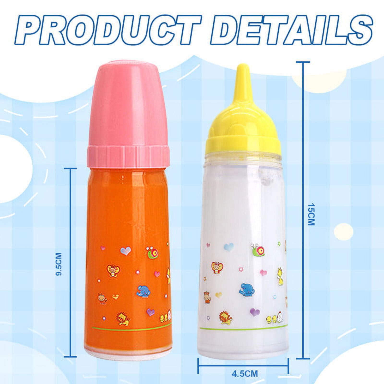 Magic Baby Doll Bottles Children's Toy Accessorie 2 PCS Milk & Juice Bottle Cosdoll