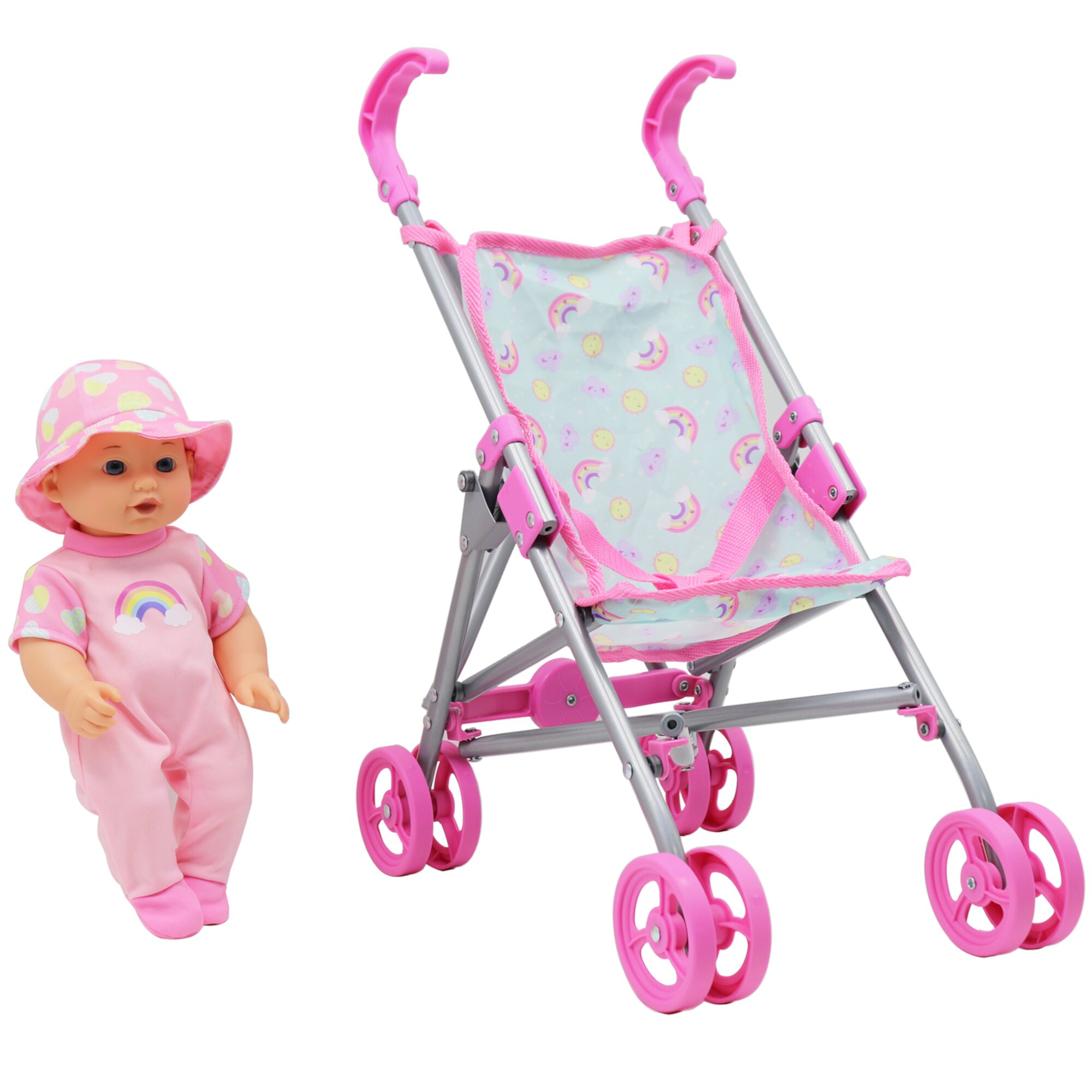 Dream Collection: Pink Stroller Set with 12" Baby Doll- Gi-Go Dolls, Kids Playset, Ages 3+ DREAM COLLECTION