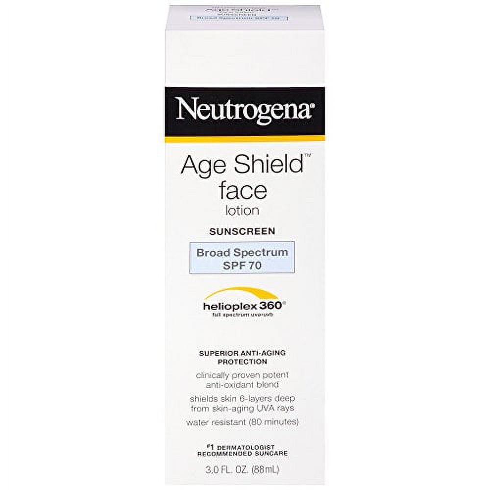 Neutrogena Age Shield Anti-Oxidant Face Lotion Sunscreen with Broad Spectrum SPF 70, Oil-Free & Non-Comedogenic Moisturizing Sunscreen to Prevent Signs of Aging, 3 fl. oz (Pack of 2) Neutrogena