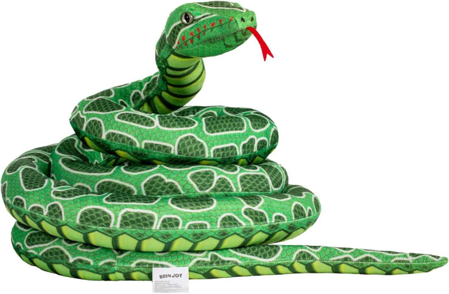 BRINJOY Giant Snake Stuffed Animal, 149 inch Large Snake Lifelike Jumbo Animal Plush Toy for Kids, Curving Huge Snake for Boys & Girls Gift on Birthday Baby Shower Party BRINJOY