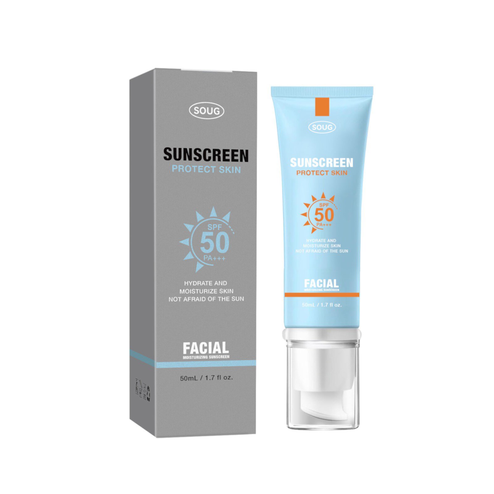 Moisturizing Sunscreen for Face (SPF50+ PA+++) Dry Touch Water Resistant Whitening Refreshing Sunscreen Lotion with Broad Spectrum for Sun Damaged Skin Repair, Improves Skin Suppleness and Moisture FSTDelivery