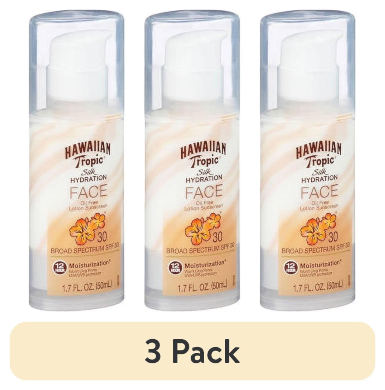 (3 pack) Hawaiian Tropic Silk Hydration Weightless Face Sunscreen SPF 30, 1.7 oz Visit the Hawaiian Tropic Store