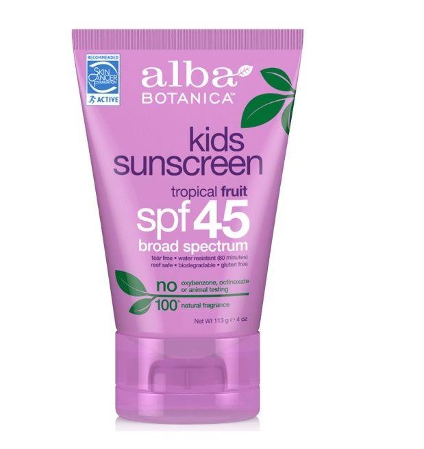 Alba Botanica, Kids Sunscreen, Tropical Fruit, SPF 45, 4 oz(Pack of 3) Alba Botanica