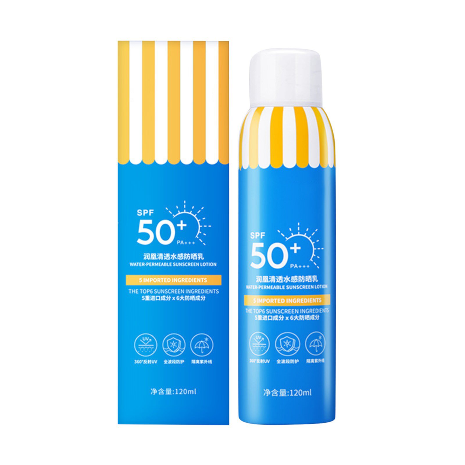 Sunscreen Spray Skin Care 120ml Hydrating Light Isolation Spray Anti Perspiration High Speed Light Frost Nourishing Skin Not Suffocating Sunscreen for Face YADEOU