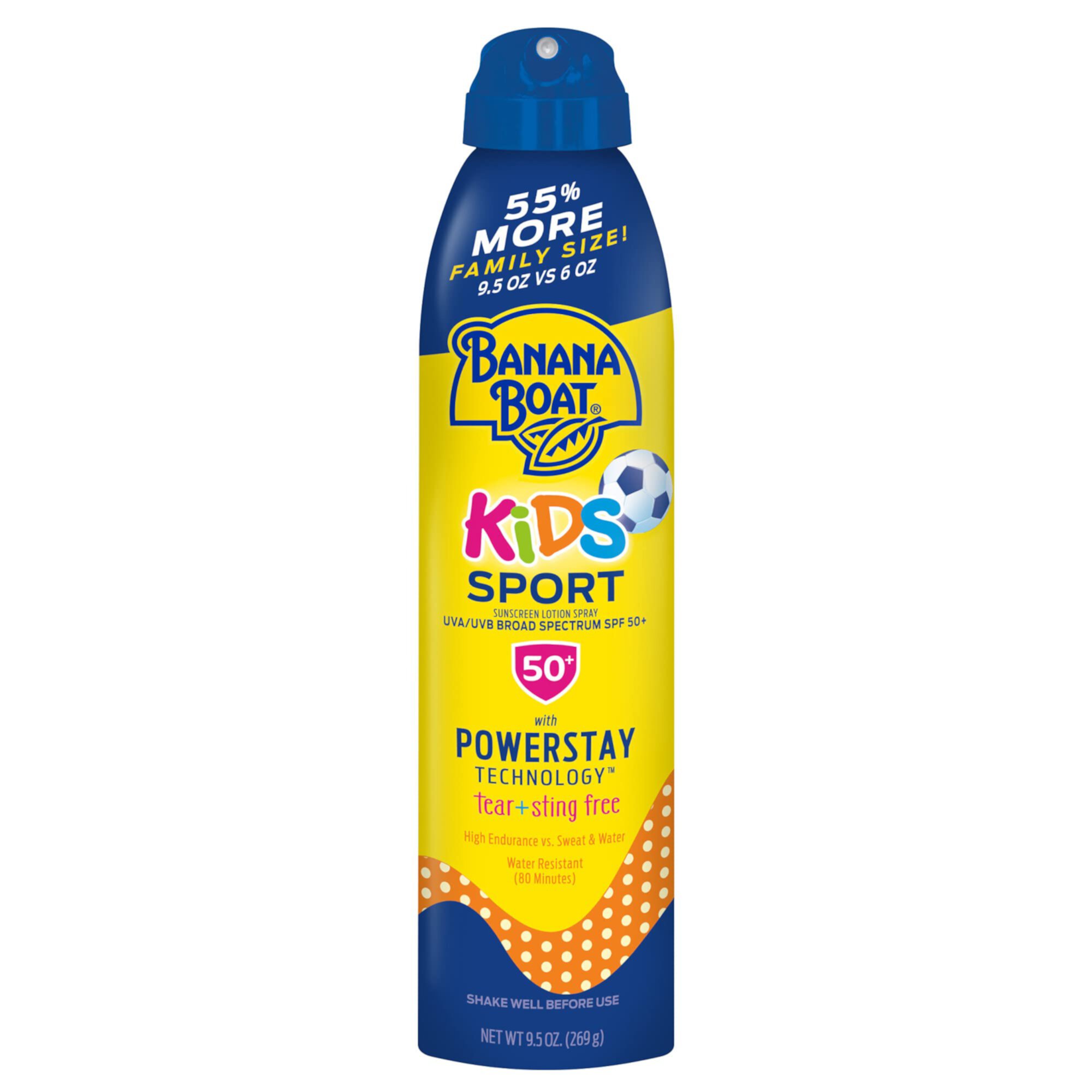 Banana Boat Kids Sport Sunscreen Spray SPF 50, 9.5oz | Childrens Sunscreen, Kids Sunblock, Oxybenzone Free Sunscreen for Kids, Spray On Sunscreen SPF 50, Family Size Sunscreen, 9.5oz BANANA BOAT