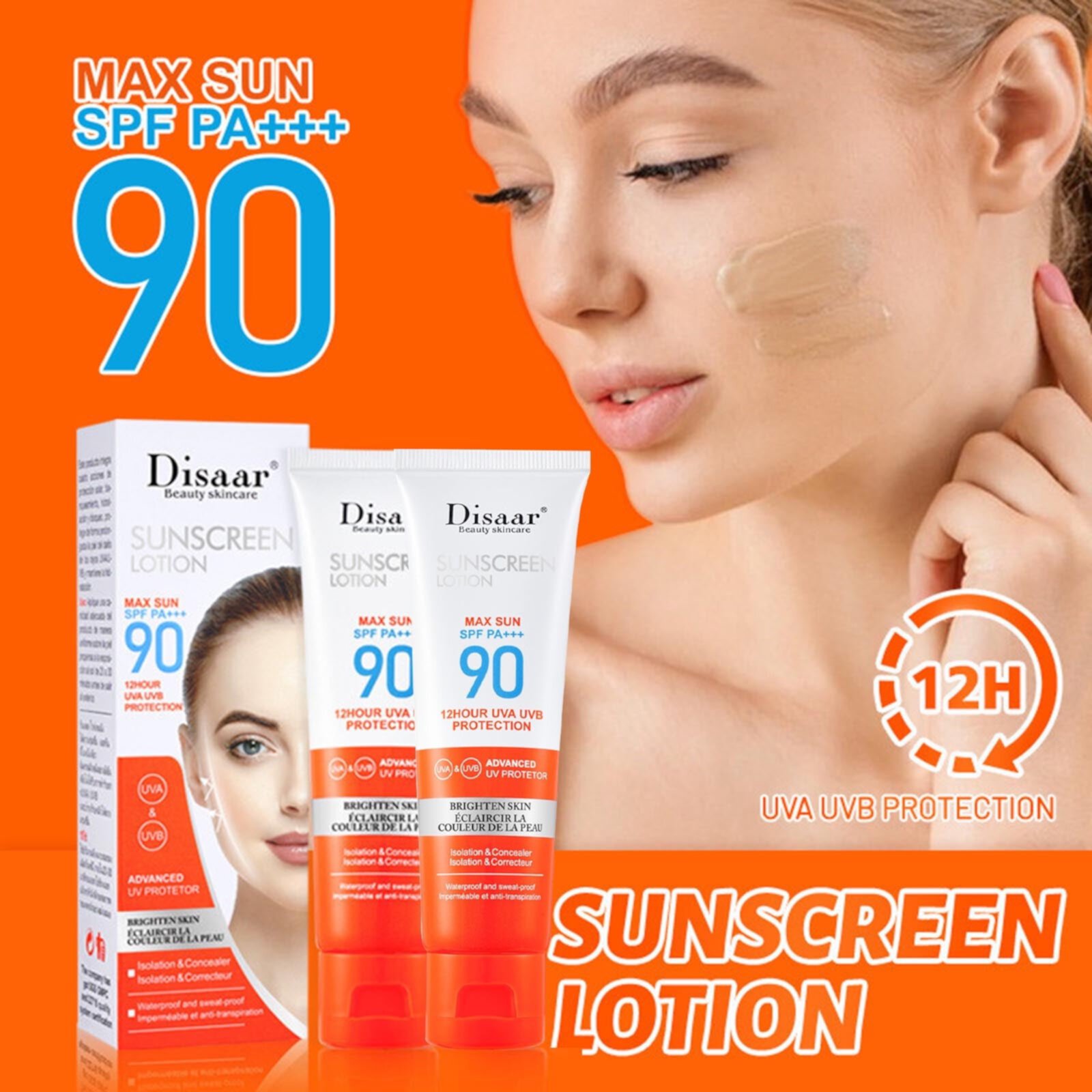 EWASWON Ultra Sheer Lightweight Sunscreen Spray,SportSafe Sunscreen: Sweat-Proof Sun Lotion SPF 50+ - Keep Your Skin Safe During Intense Workouts EWASWON