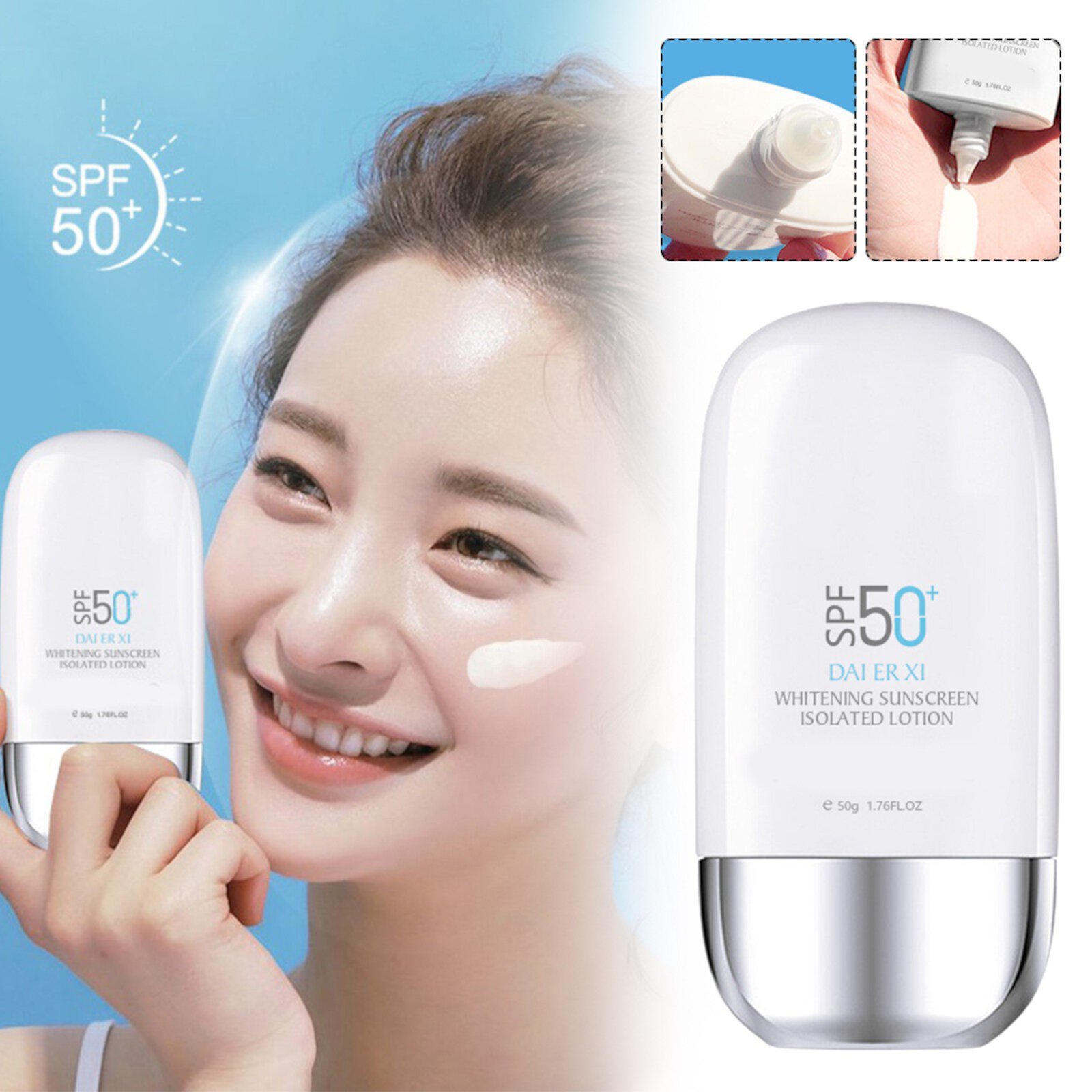 BKBP Water Resistant Sunscreen Spf 50+ High Isolation Sunscreen Concealer Weightless & Refreshing Feel Refreshing and Non-Greasy BKBP