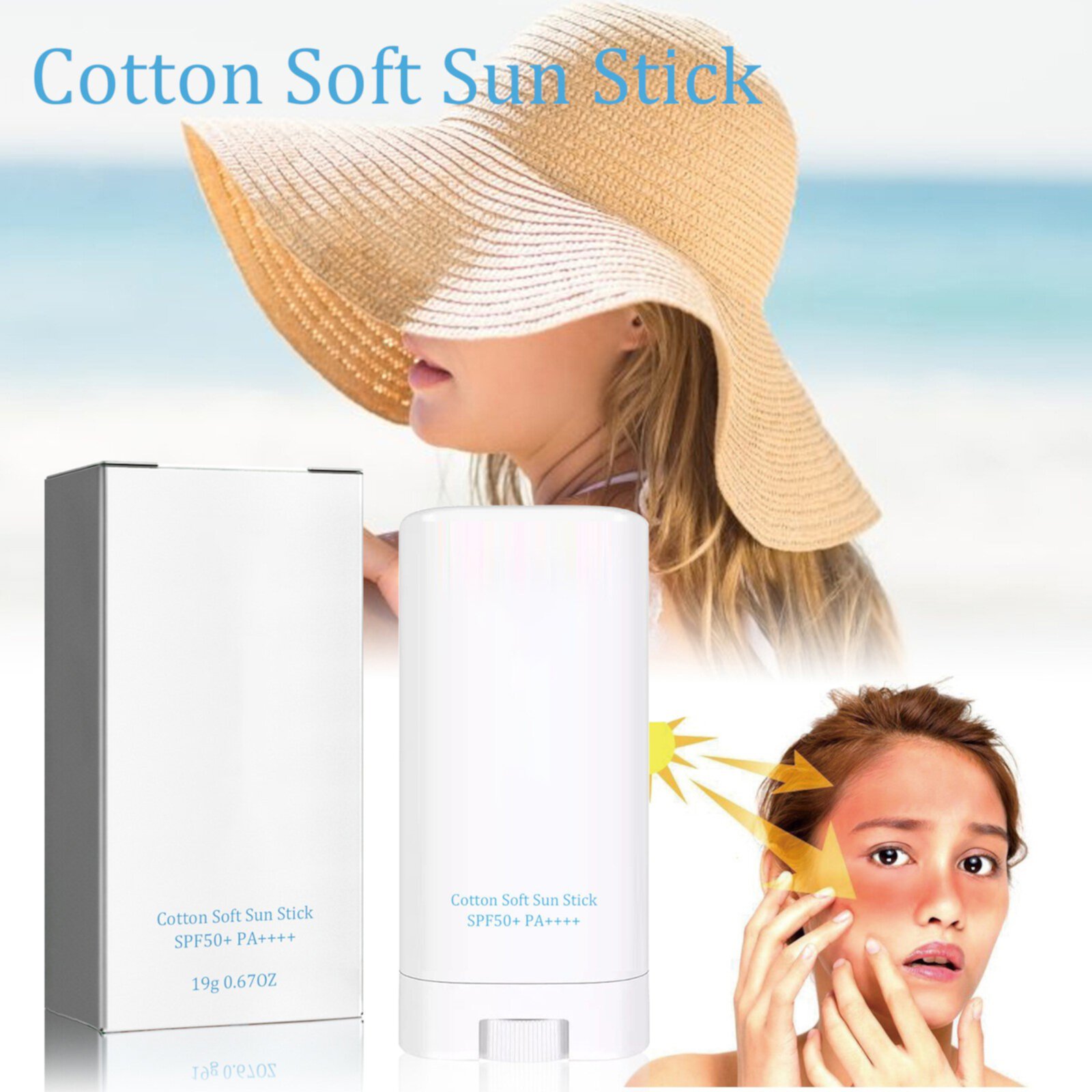 BKBP Sunscreen Stick,Silky Fit Sun Stick,Korean Sunscreen Stick,Cotton Soft Sun Stick Lightweight Moisturizing Sun Protection for Face and Body, No White Cast BKBP