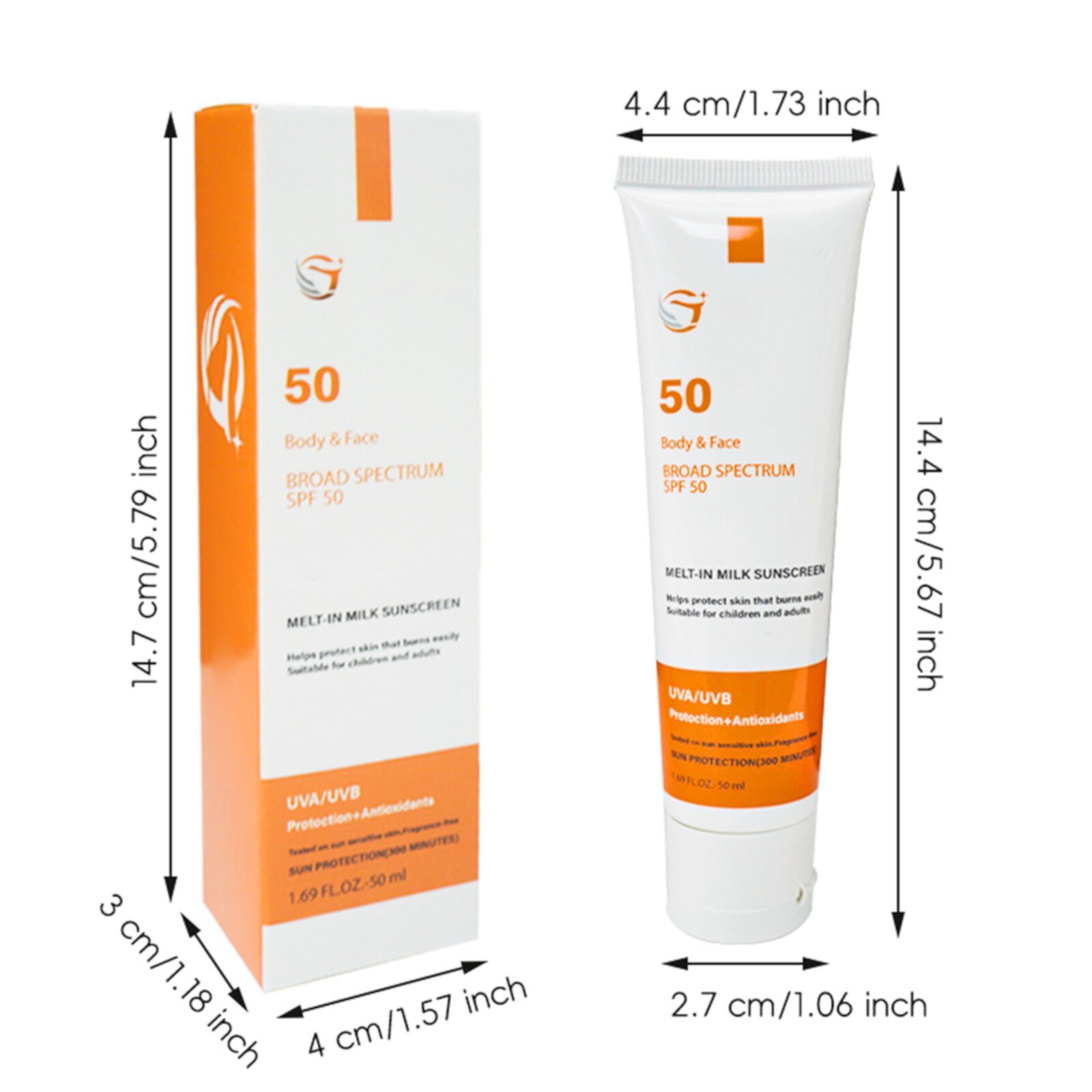 Orange Sunscreen Body Sunscreen with Zinc Oxide & Titanium Dioxide | Hyaluronic Acid & Ceramides | Oil Free | Non-Greasy | Hydrating Mineral Sunscreen For Body Home&MaMa