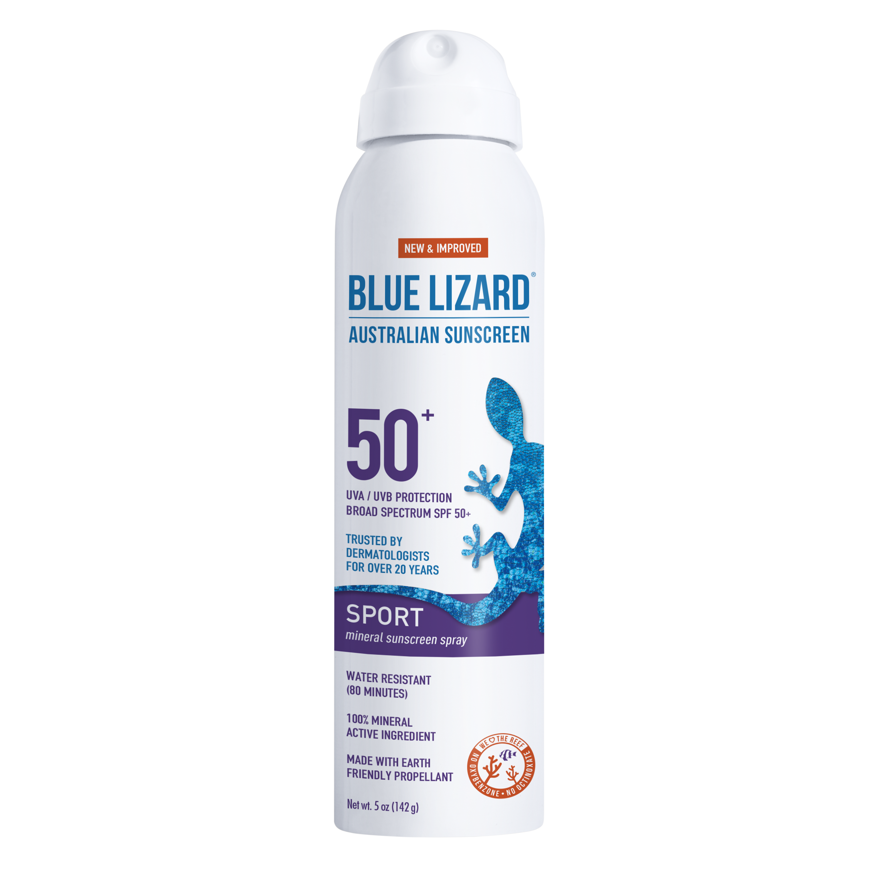 Blue Lizard Sport SPF 50 Mineral Sunscreen Spray, Broad Spectrum, All Ages, 5 fl oz Blue Lizard