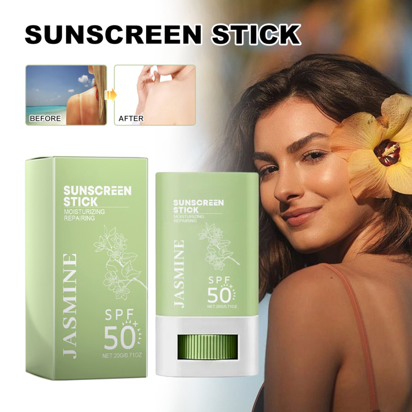 EWASWON Sheer Mineral Sunscreen Stick for Face & Body,Beach Breeze Defense: Water-Resistant Sunblock SPF 50+ - Your Companion for Fun in the Sun EWASWON