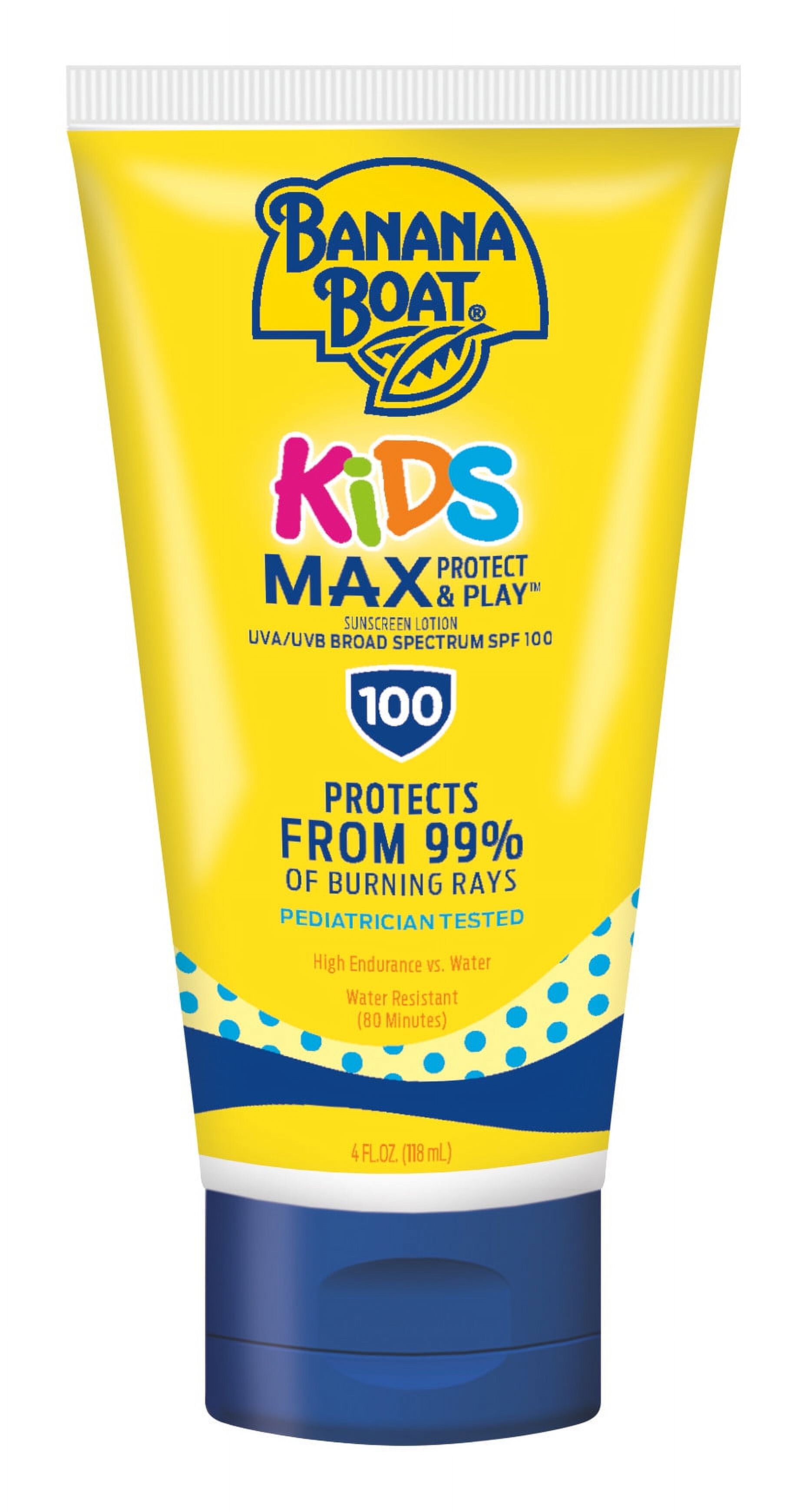 Banana Boat Sunscreen Kids MAX Protect & Play Broad Spectrum Sun Care Sunscreen Lotion - SPF 100, 4 Ounce BANANA BOAT