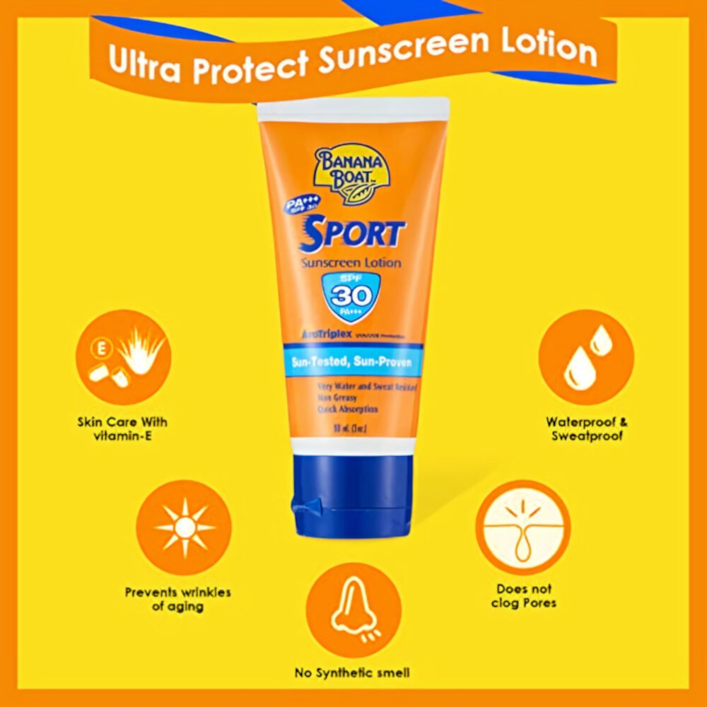 Banana Boat Sport Performance Sunscreen Lotion 30 SPF 1 oz (Pack of 12) BANANA BOAT