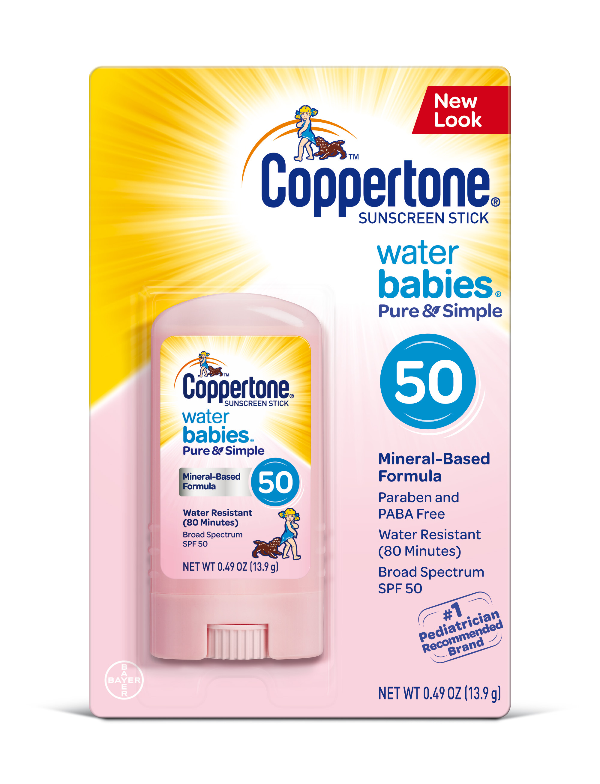 Coppertone Pure and Simple Baby Sunscreen Stick, SPF 50, 0.49 oz Coppertone