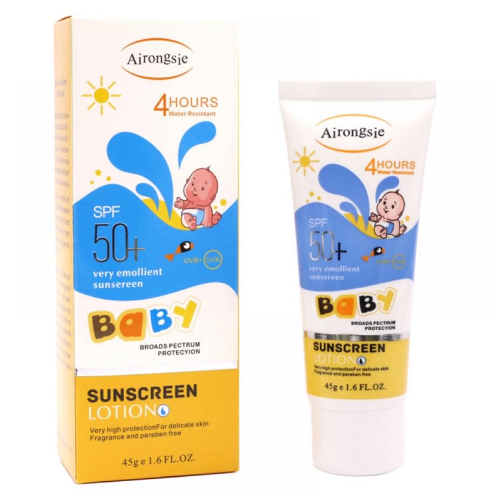 Baby Continuous Protection Zinc Oxide Mineral Sunscreen Lotion for Sensitive Skin, SPF 50, Tear-Free, Sweat- & Water-Resistant, Paraben-Free, Travel-Size Left Wind