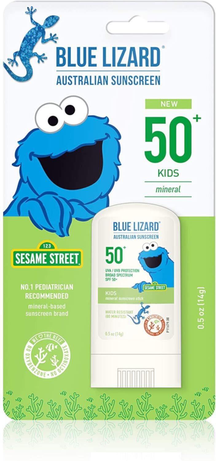 Blue Lizard Kids Mineral Sunscreen Stick with Zinc Oxide, SPF 50+, Water Resistant, UVA/UVB Protection - Easy to Apply, Fragrance Free.5 oz Blue Lizard