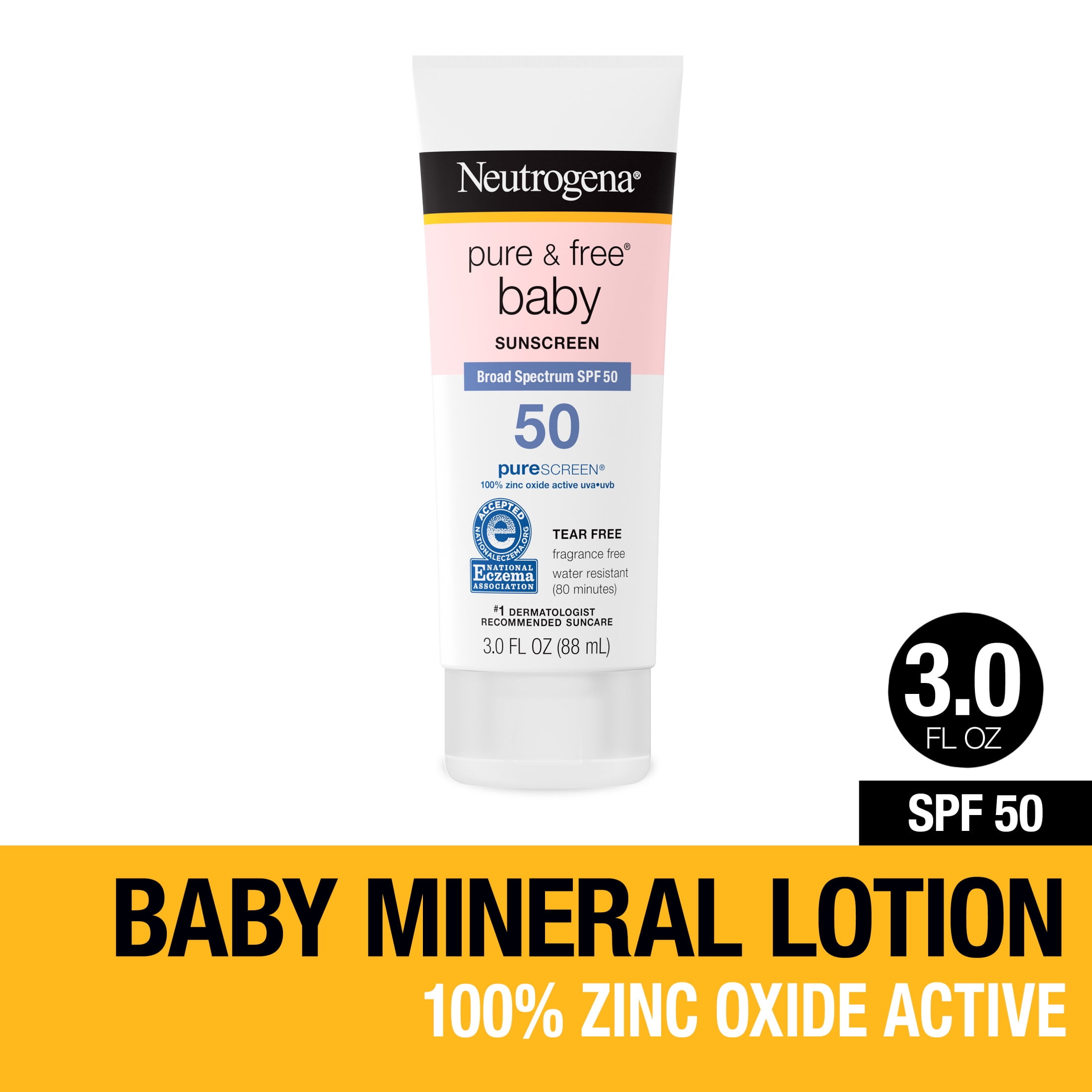 Neutrogena Pure & Free Baby Mineral Sunscreen with SPF 50, 3 fl. oz Neutrogena