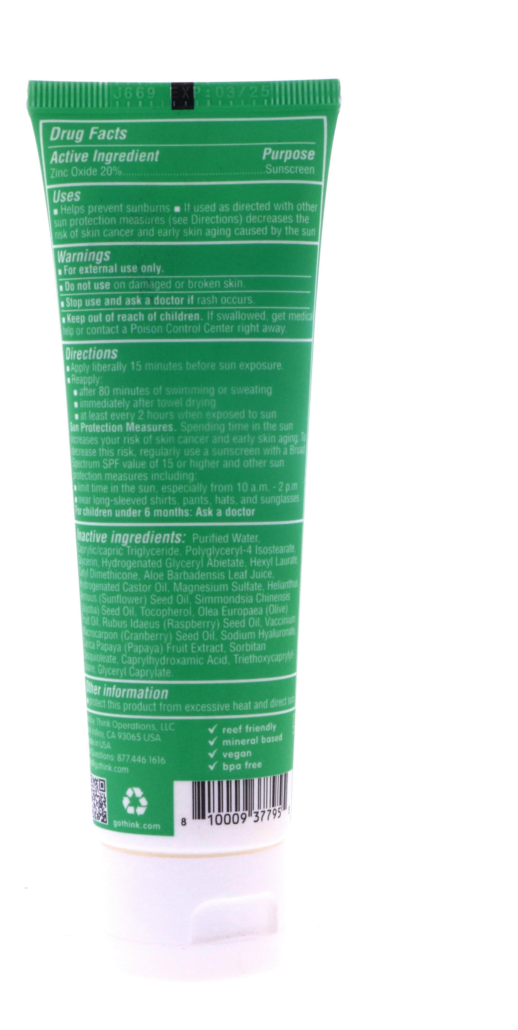 Think Thinksport for Kids Clear Zinc SPF30 Sunscreen, 3 oz Think