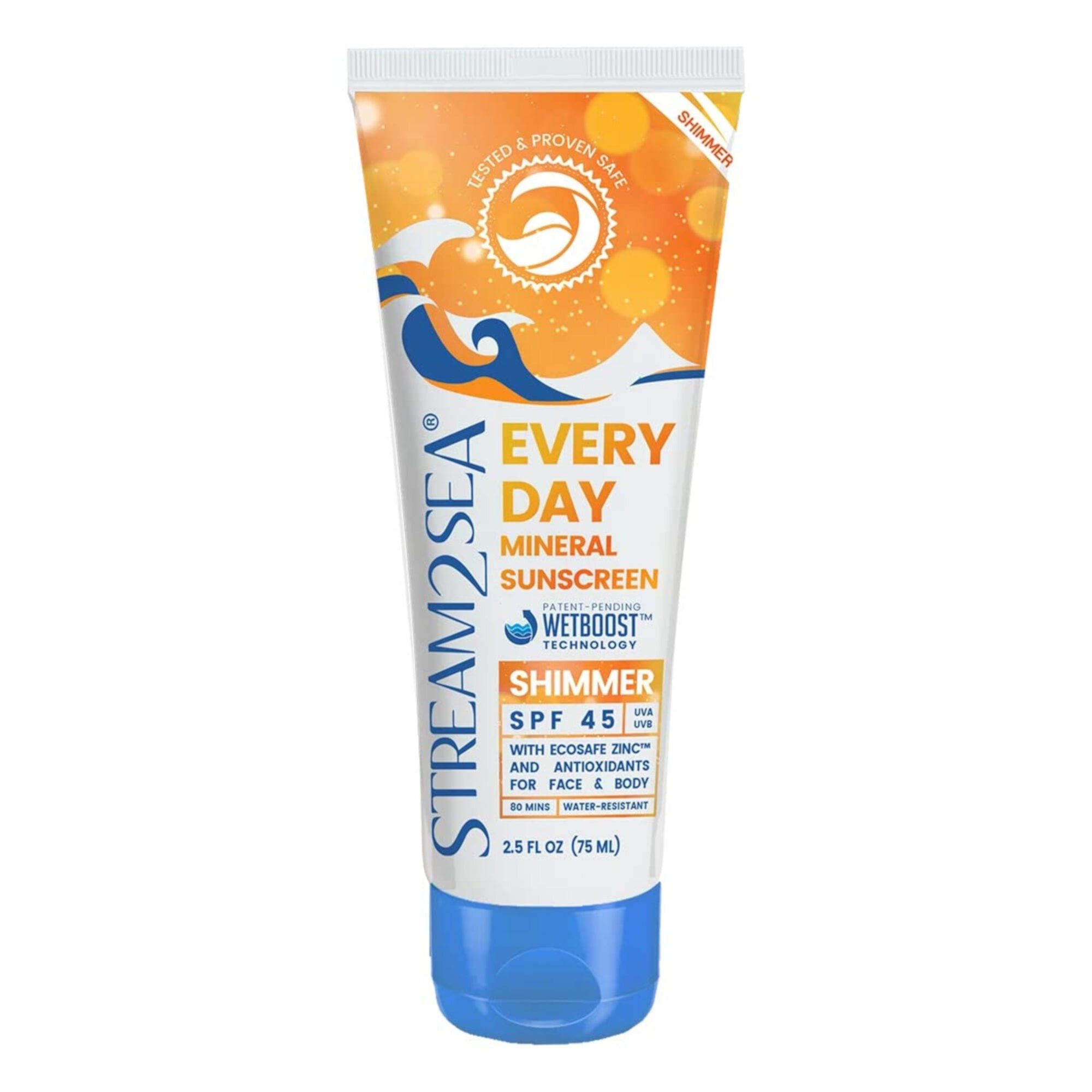 Stream2Sea Reef Safe Shimmer Mineral Sunscreen for Face & Body with SPF 45, 2.5 fl oz STREAM 2 SEA