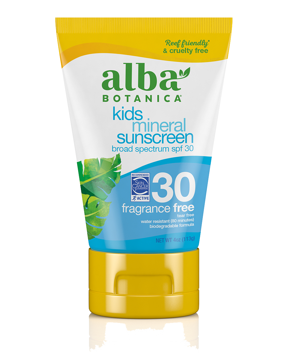 Alba Botanica Kids Mineral Sunscreen Lotion SPF 30, Fragrance Free, 4 oz Alba Botanica