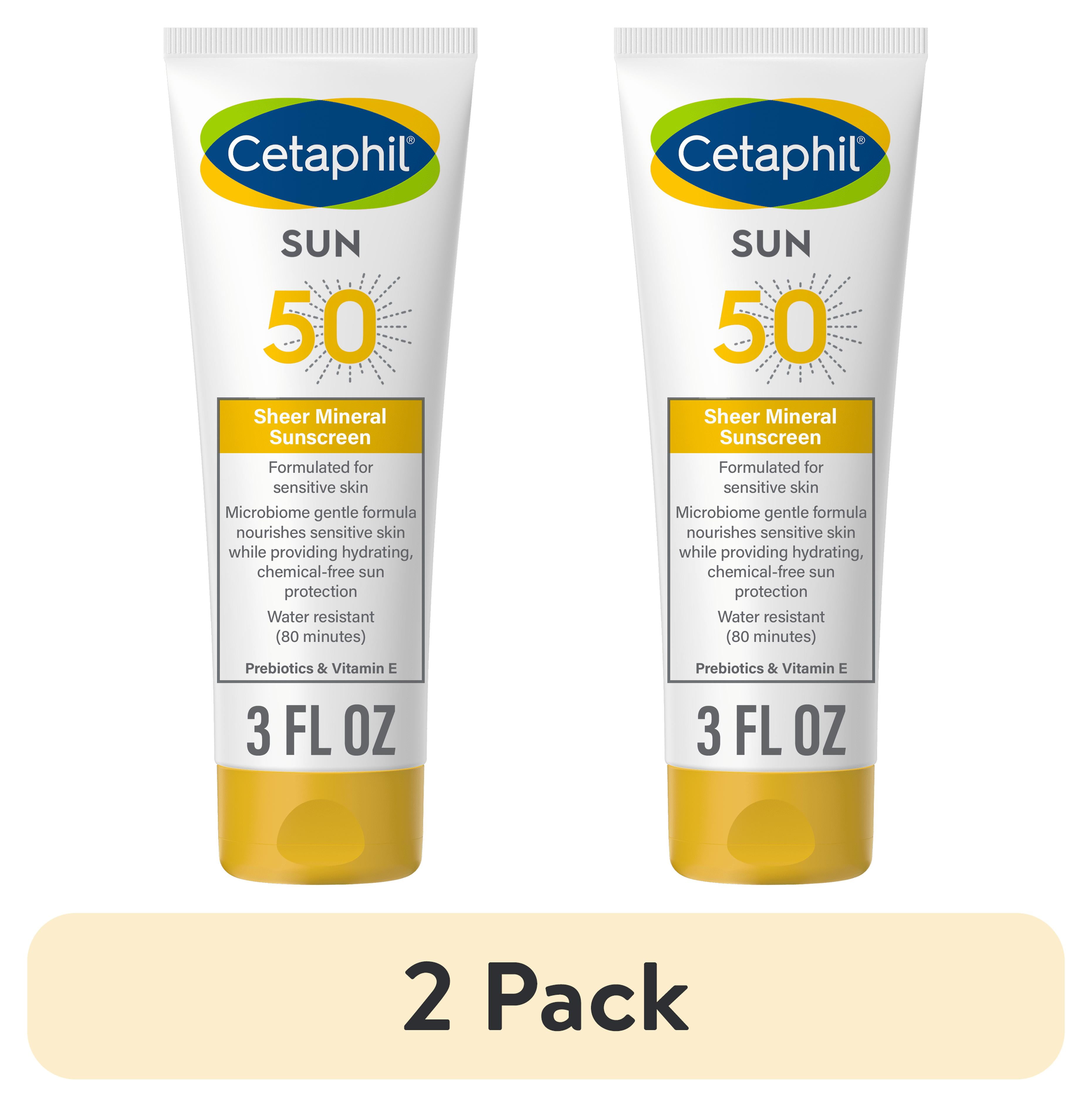 (2 pack) Cetaphil Sheer Sunscreen Lotion for Face & Body SPF 50, 100% Mineral UV Filters, 3 oz Cetaphil