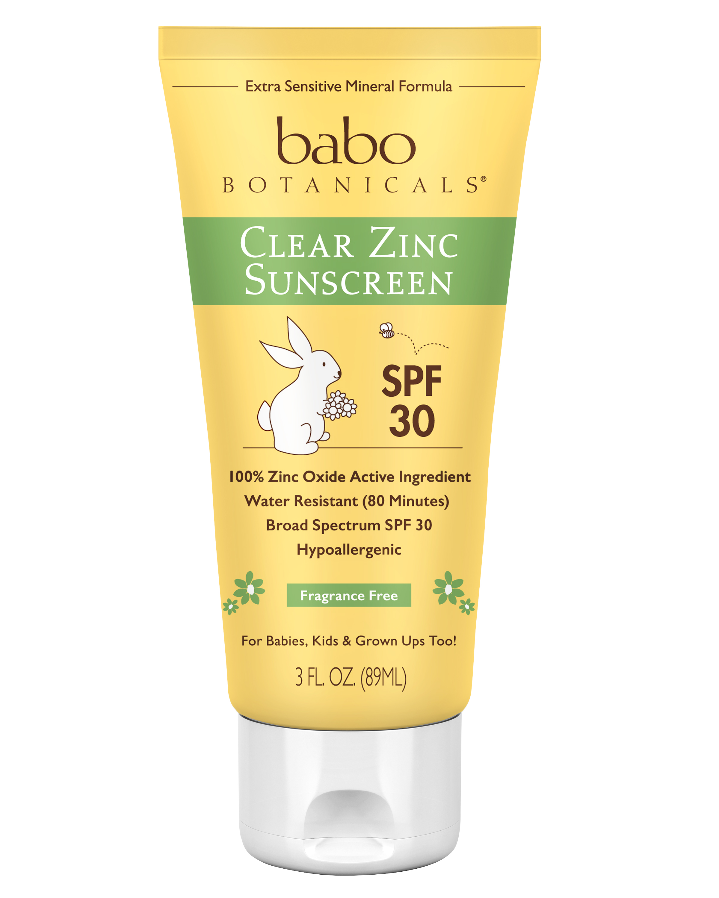 SPF 30 Clear Zinc Sunscreen Lotion, Fragrance Free Babo Botanicals