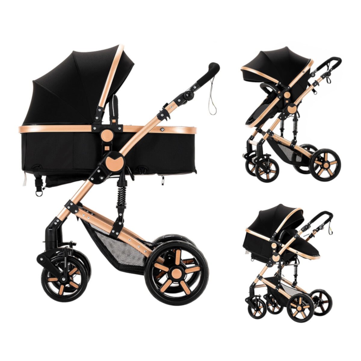 Magic ZC 2-in-1 Baby Stroller Travel Systems,High Landscape Pram with Reversible Bassinet for 0-36 Months,Unisex,Pink Magic ZC