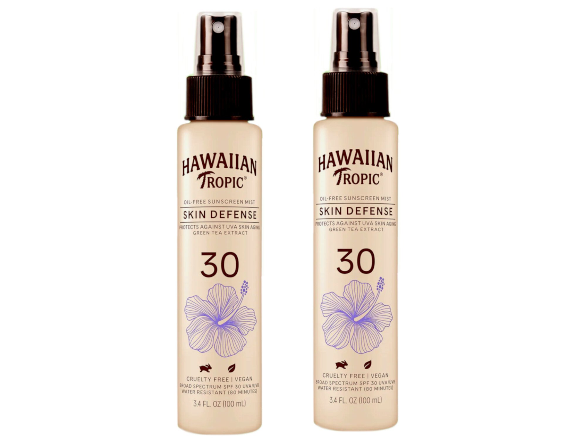 Hawaiian Tropic Skin Defense 30 SPF Oil-Free Sunscreen Mist, 3.4 Fl. Oz. - Pack of 2 Hawaiian Tropic