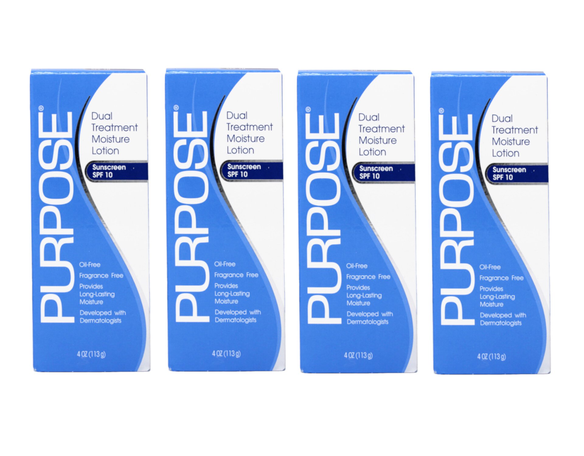 4 Pack - Purpose Dual Treatment Moisture Lotion SPF10 4 OZ Each Purpose