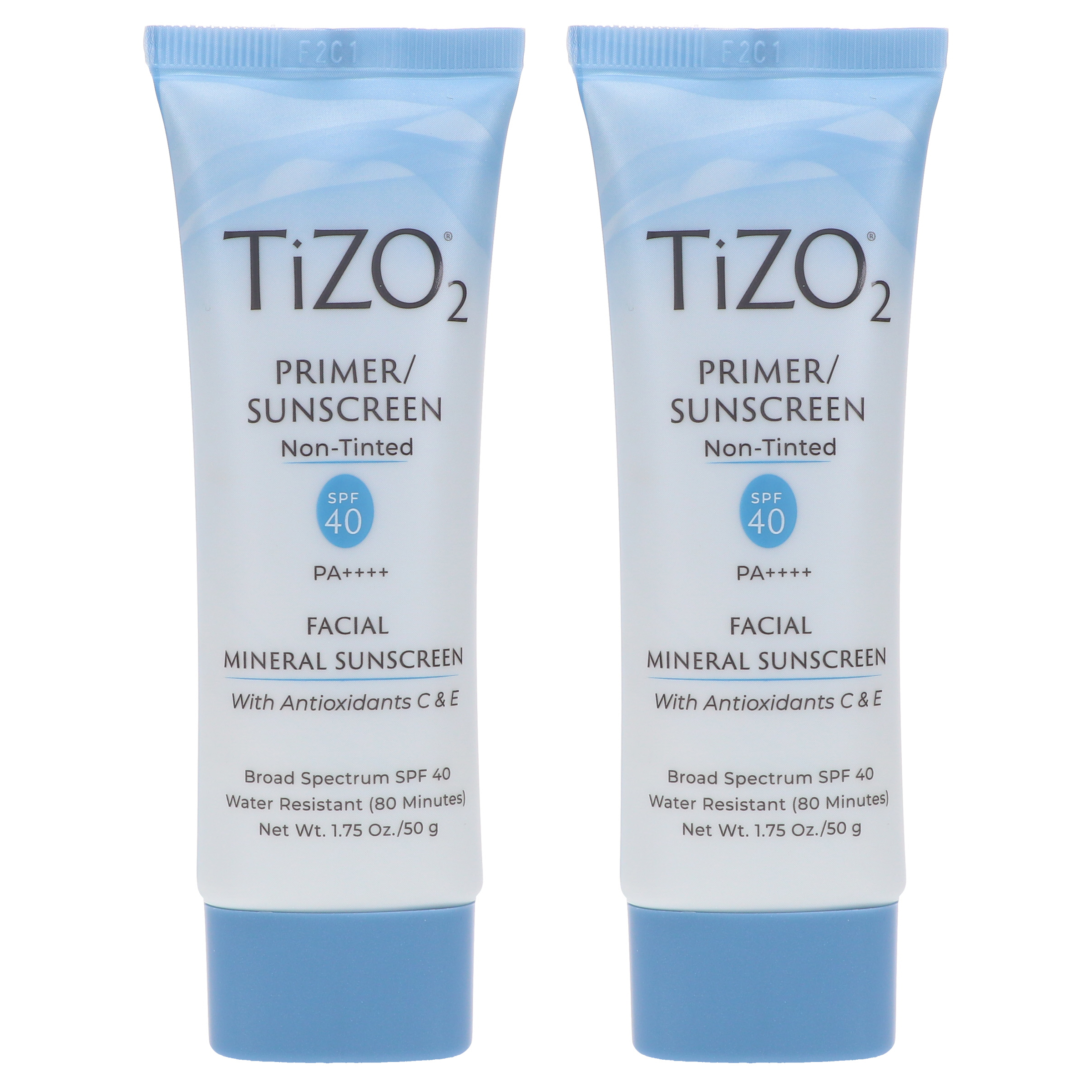 TIZO 2 Facial Mineral Primer/Sunscreen SPF 40 Water Resistant 1.75 oz 2 Pack Tizo