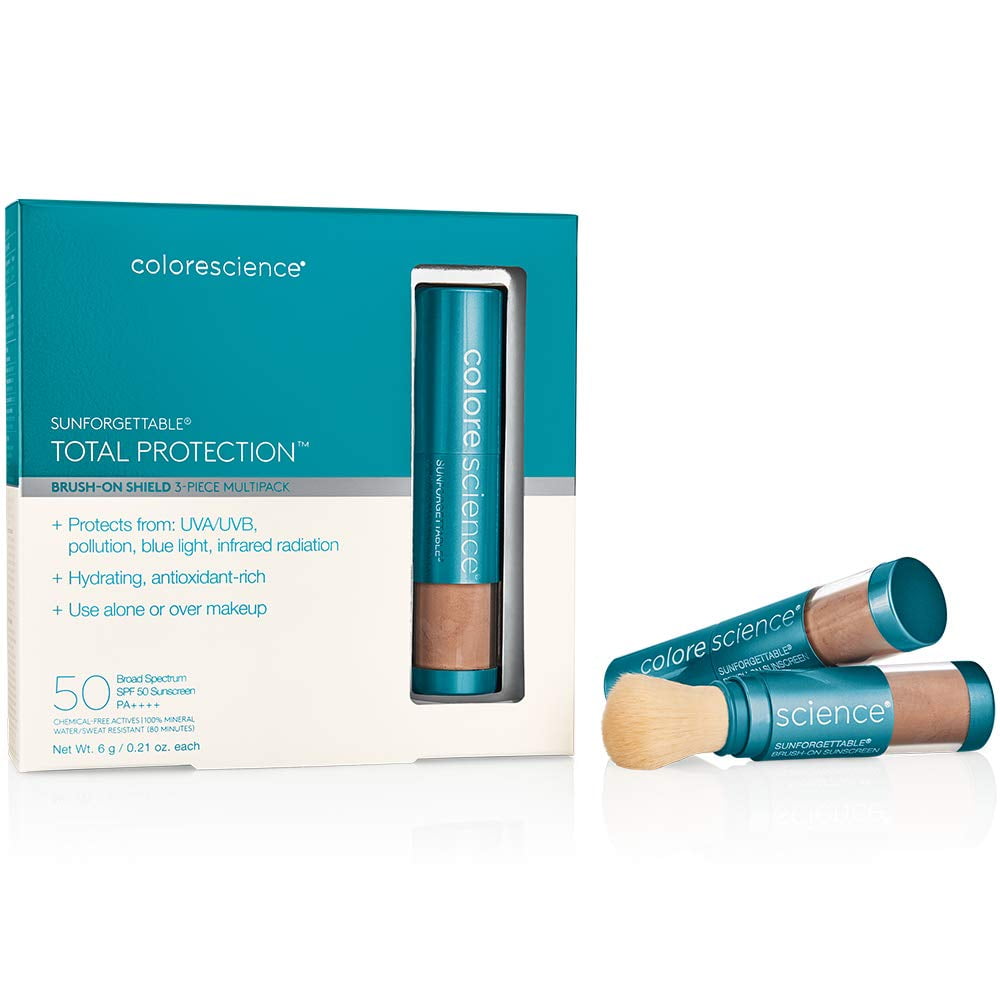 Colorescience Sunforgettable Brush on Sunscreen SPF 50 Tan 3 Piece Multipack 0.21 Each Colorescience