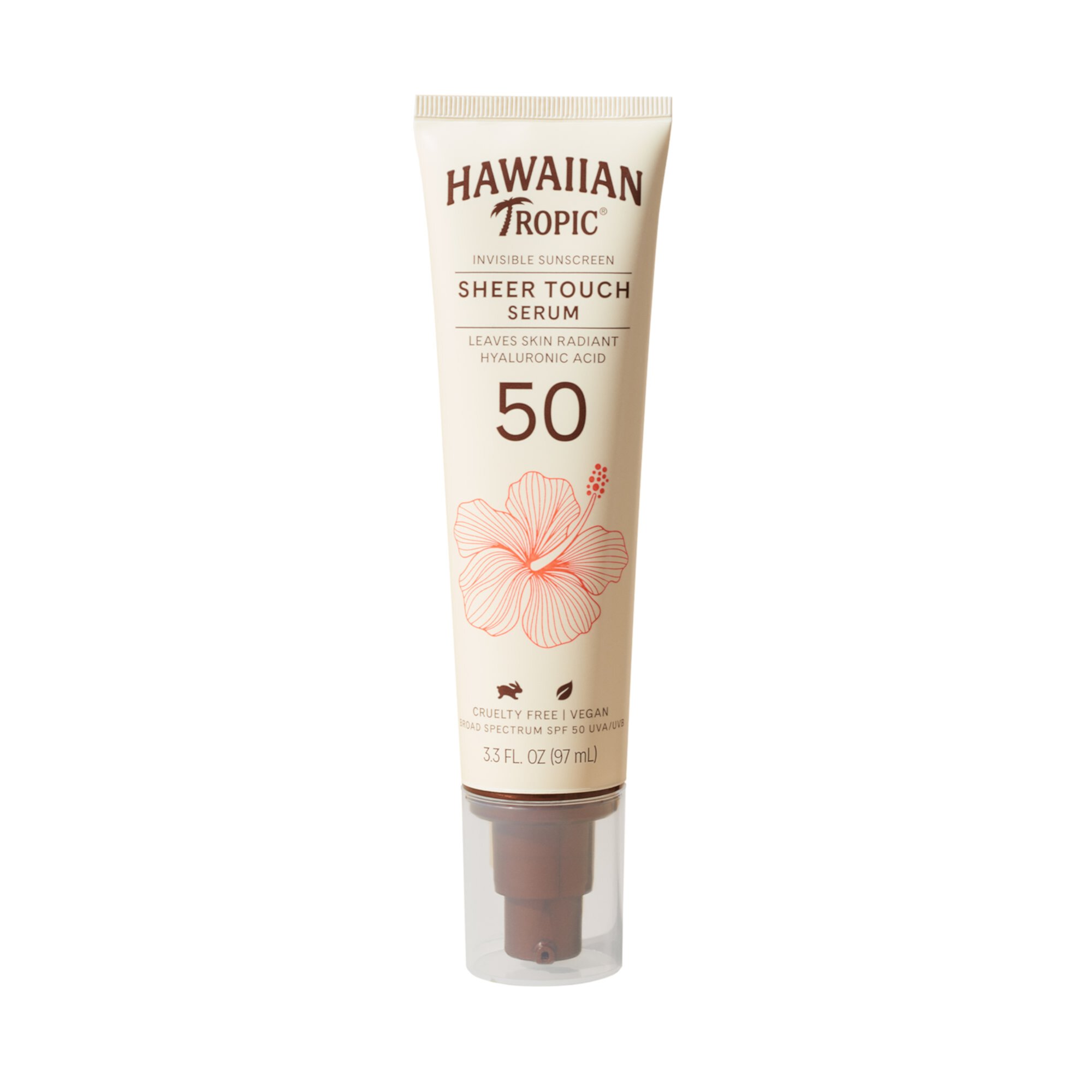 Hawaiian Tropic Sheer Touch Invisible Sunscreen Serum 3.3 Oz, SPF 50, Leaves Skin Radiant Hawaiian Tropic