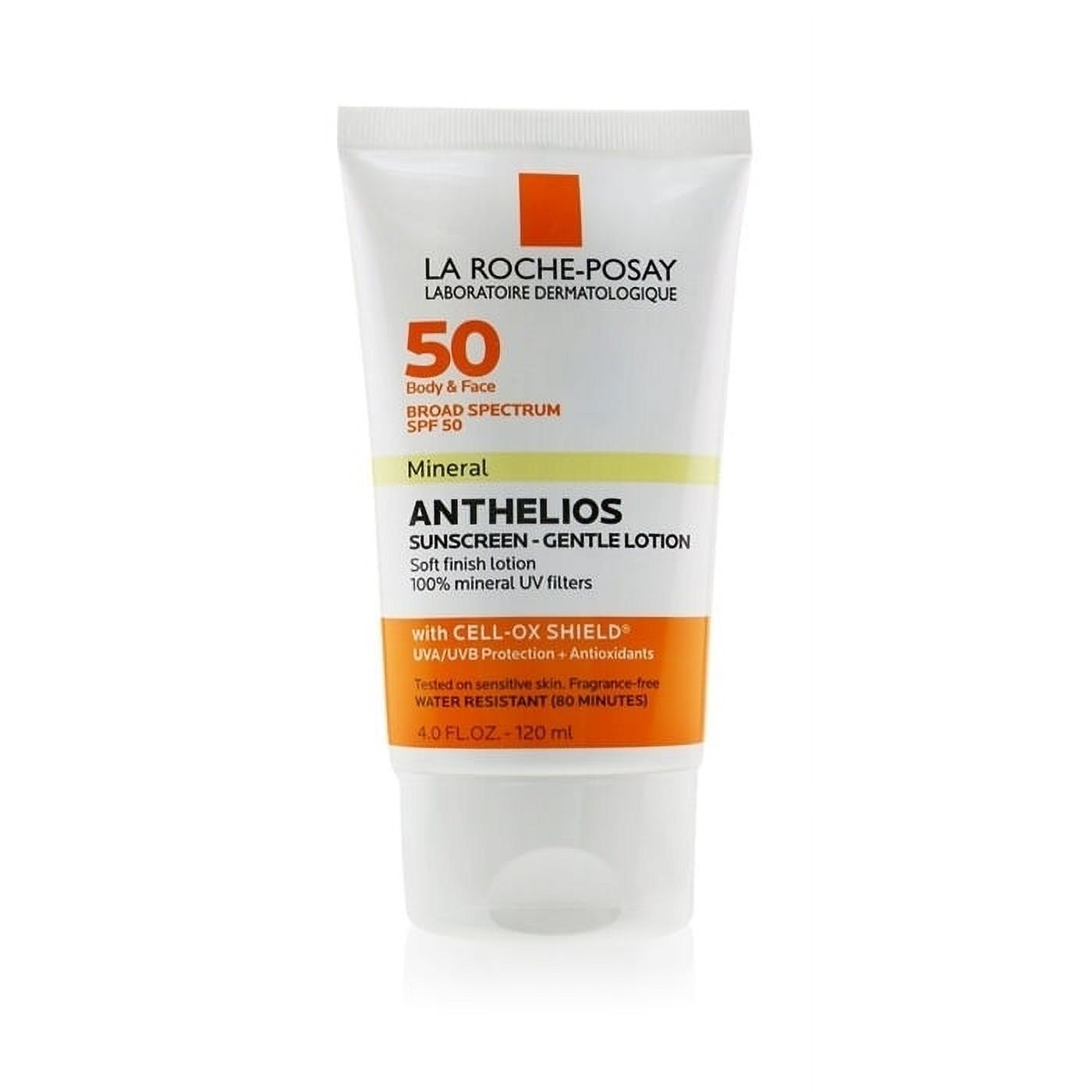 La Roche-Posay Anthelios Mineral Gentle Lotion Sunscreen for Face & Body SPF50, 4.0 fl. oz. (120ml) La Roche-Posay