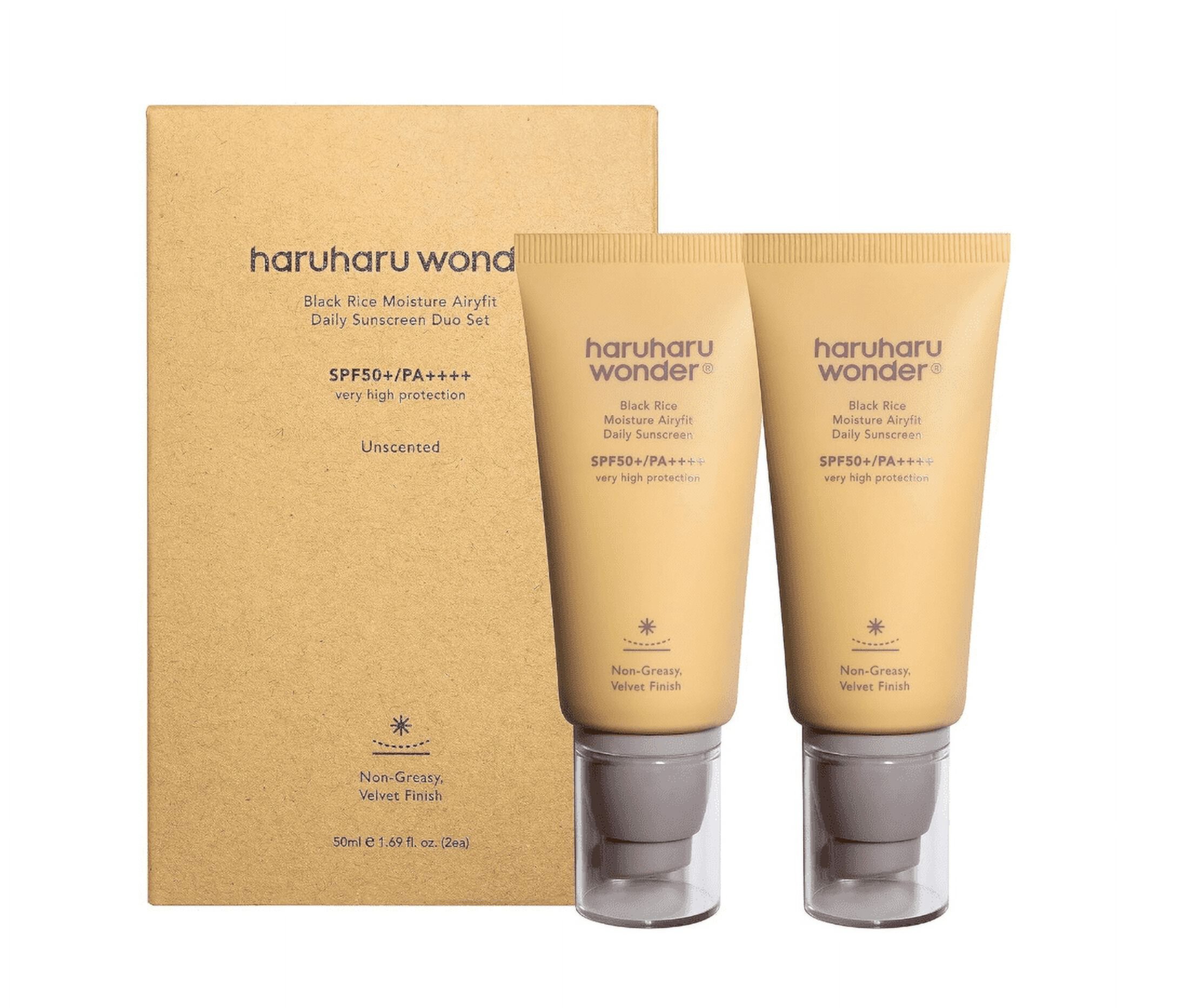 Haruharu Wonder Black Rice Moisture Airyfit Daily Sunscreen 1.69fl.oz (Pack of 2) Haruharu