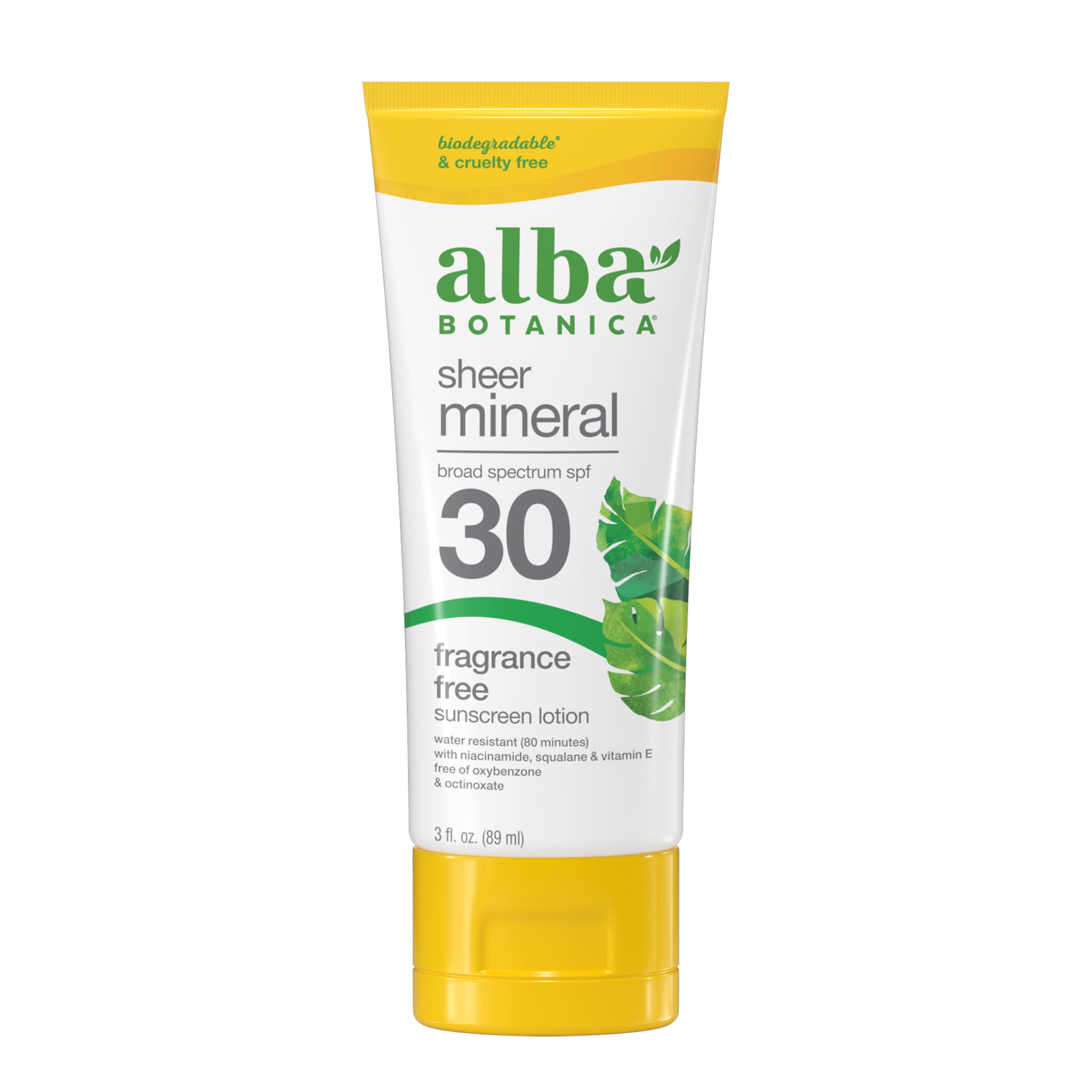 Alba Botanica Sheer Mineral Sunscreen Lotion SPF 30, Fragrance Free, 3 fl oz Alba Botanica