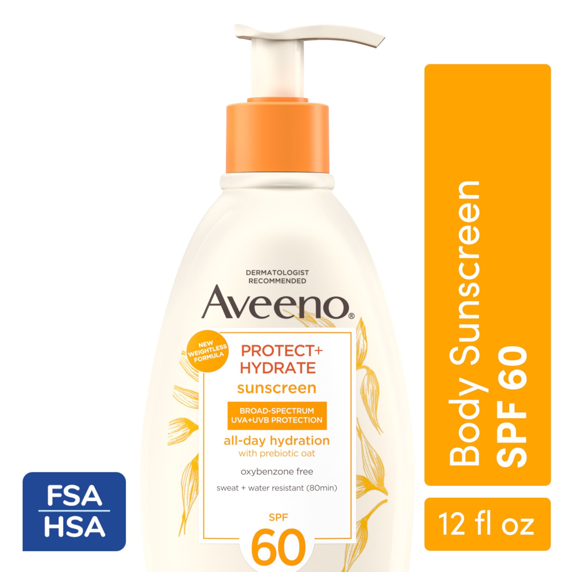 Aveeno Protect + Hydrate Body Sunscreen Lotion, SPF 60, 12.0 fl. oz Aveeno