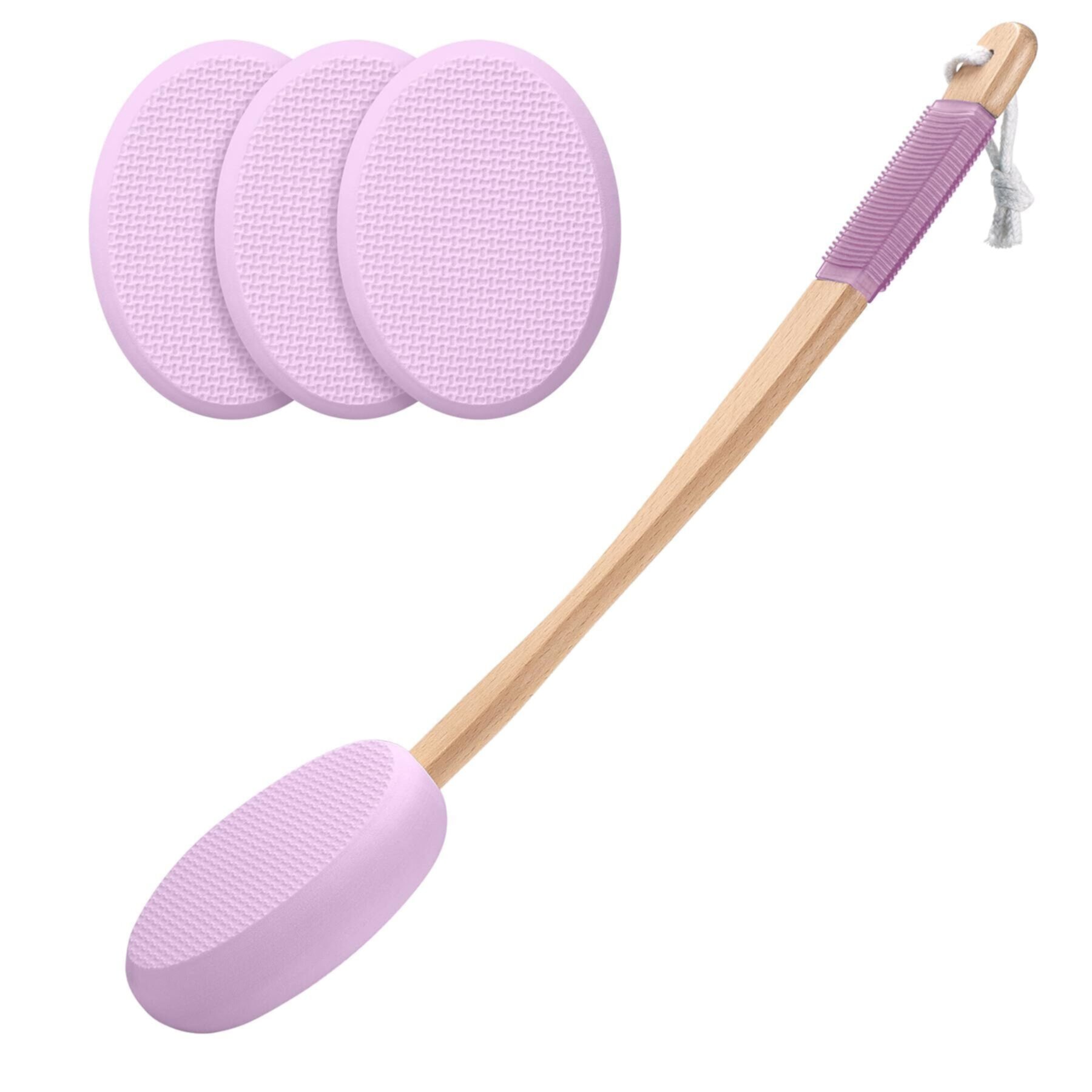 Amazerbath Lotion Applicator for Back, Foot, 4 Replaceable Pads with 1 Long Handle, Back Scrubber for Shower, Back Lotion Applicator for Elderly, Women, Black AmazerBath