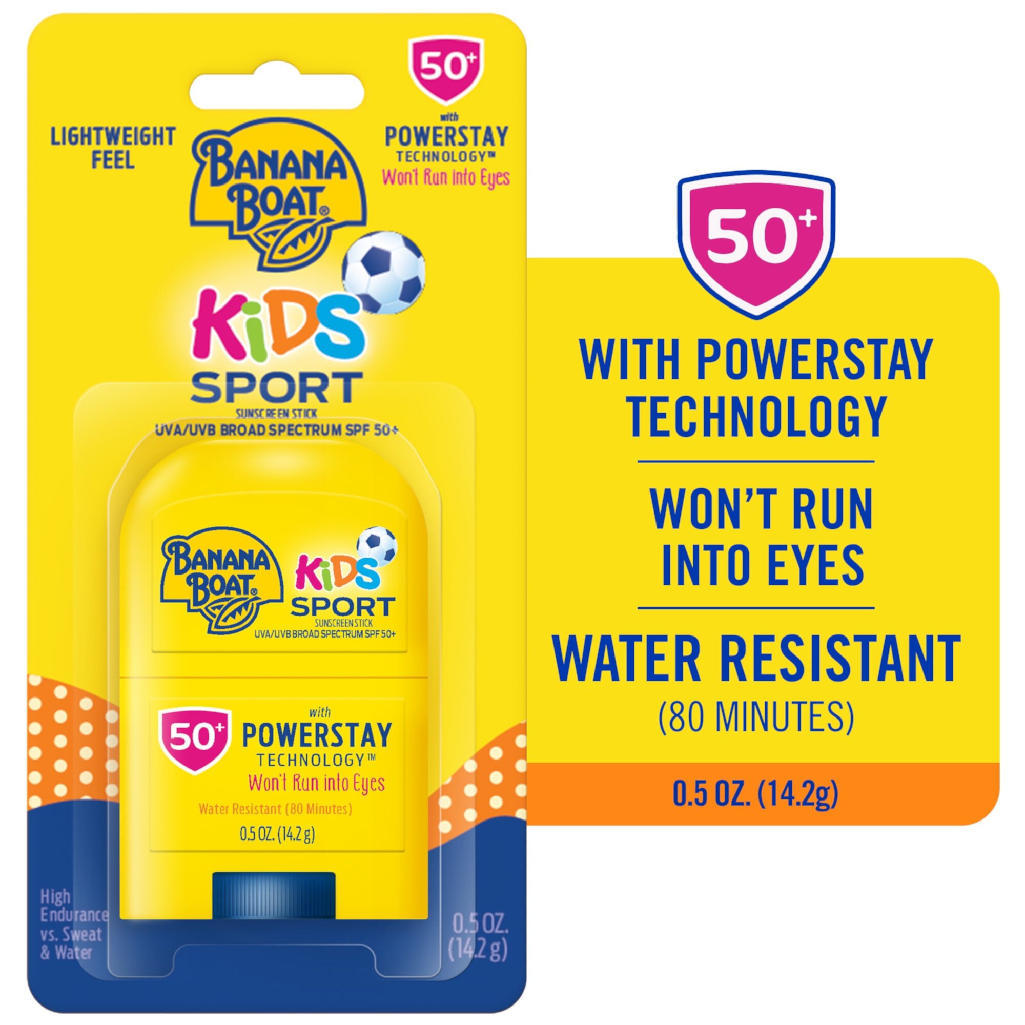 Banana Boat Kids Sport Sunscreen Stick SPF 50, Kids Sunscreen Stick, Child Travel Sunscreen, 0.5 oz BANANA BOAT