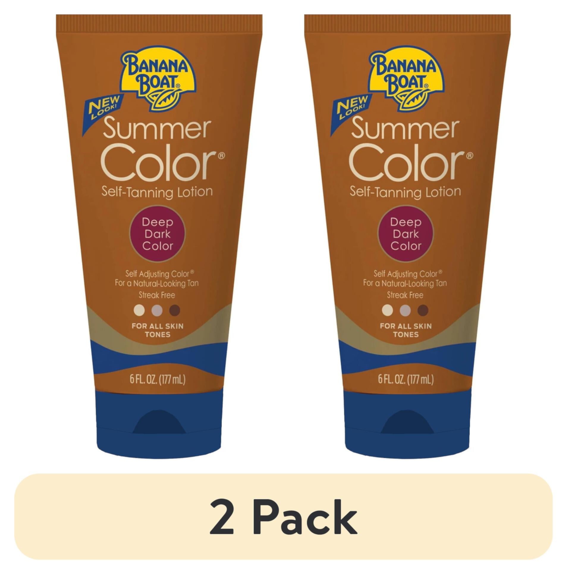 (2 pack) Banana Boat Summer Color Self-Tanning Lotion, Deep Dark Color 6 oz Tube BANANA BOAT