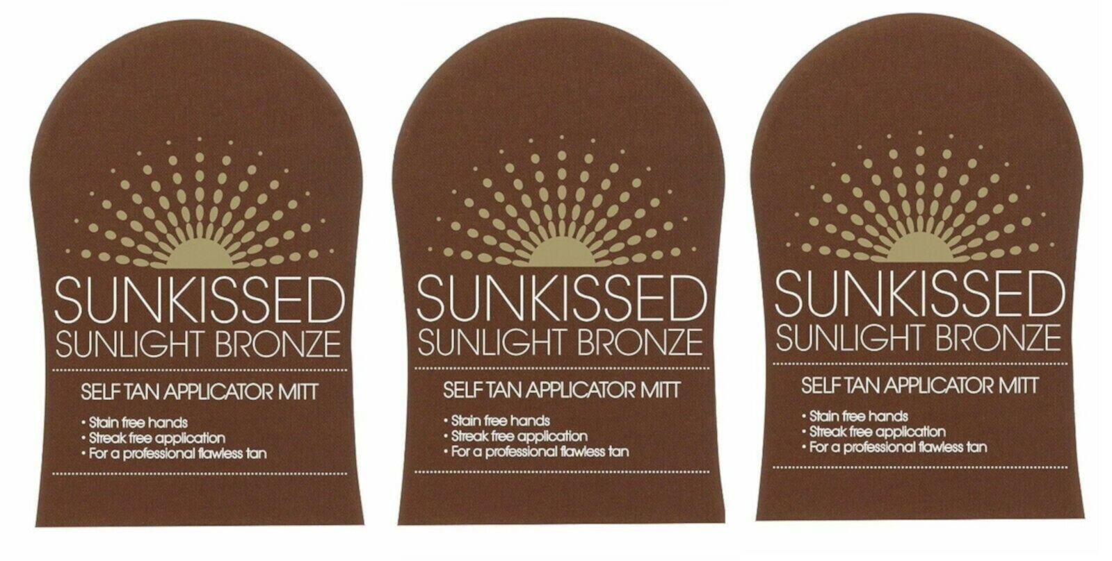 3-Sunkissed Sunlight Bronze Sunless Self TanTanning Mitt Professional Applicator Sunkissed