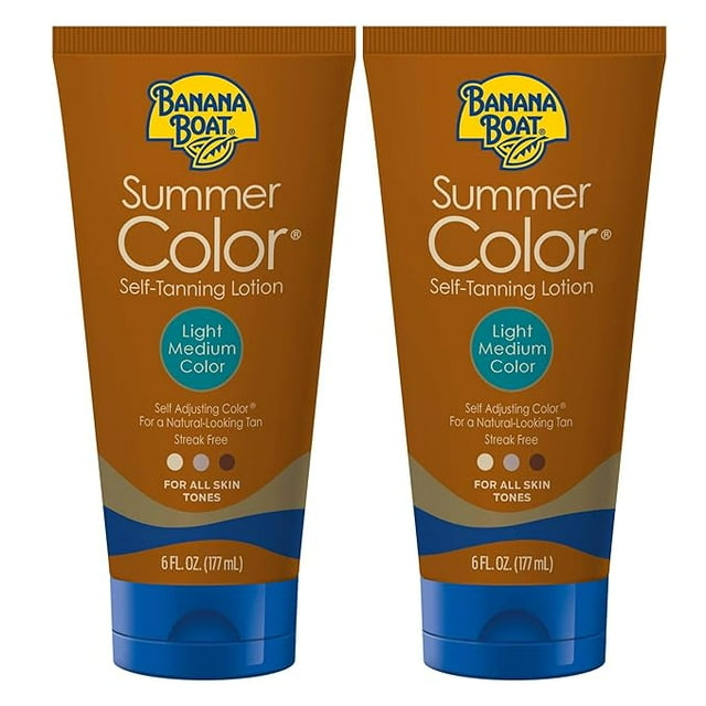 Banana Boat Summer Color Sunless Self Tanning Lotion, Reef Friendly, Light/Medium, 6oz. -2 Count (Pack of 1) BANANA BOAT