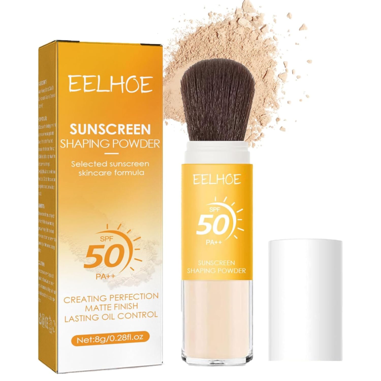 EELHOE Mineral Sunscreen Setting Powder, Oil Control Lightweight Breathable Concealer Brush Powder with Brush,for All Skin Types(2pcs) EELHOE