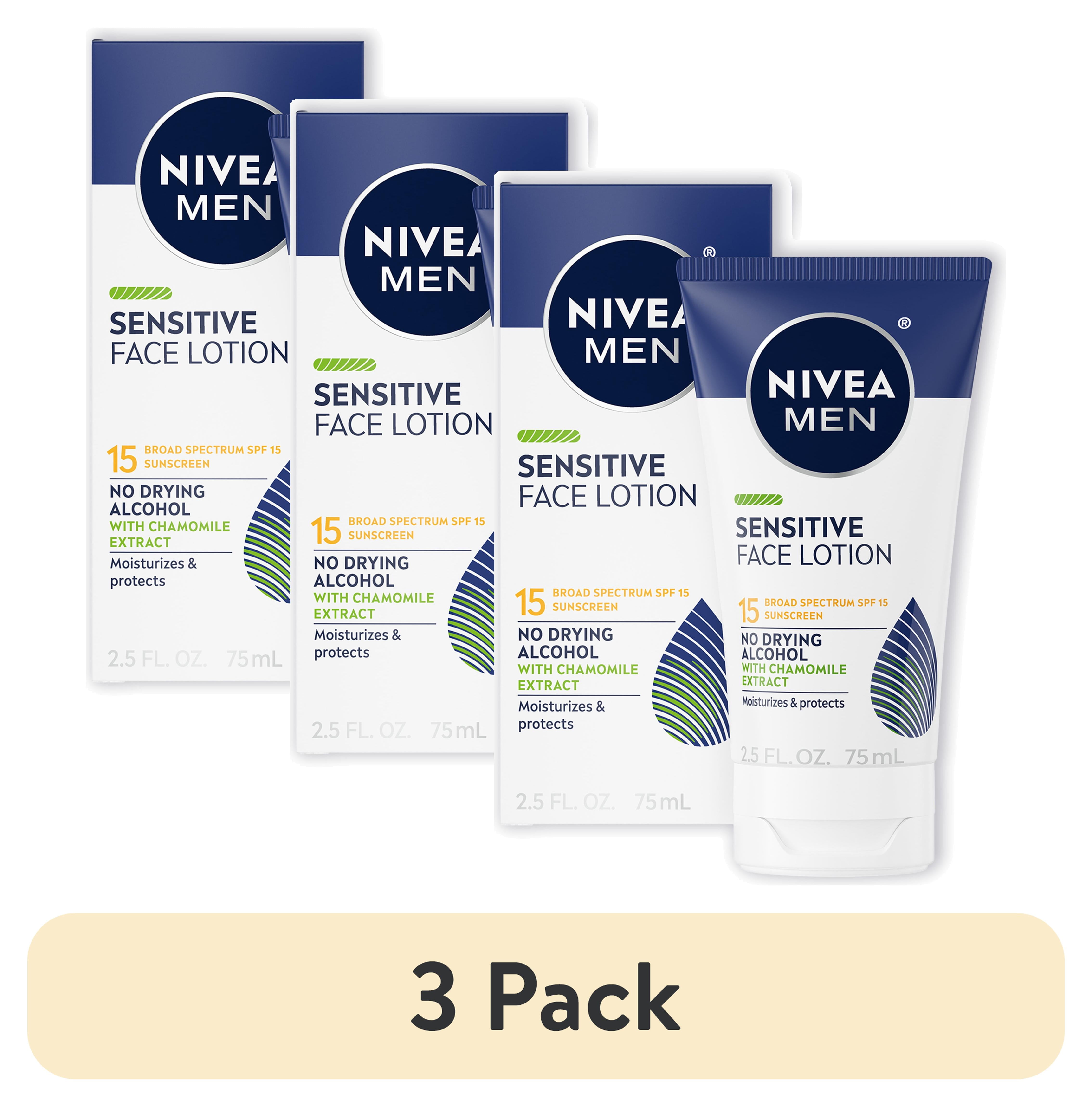 NIVEA MEN Sensitive Face Lotion with Broad Spectrum Sunscreen, SPF 15, 2.5 fl oz Tube Nivea