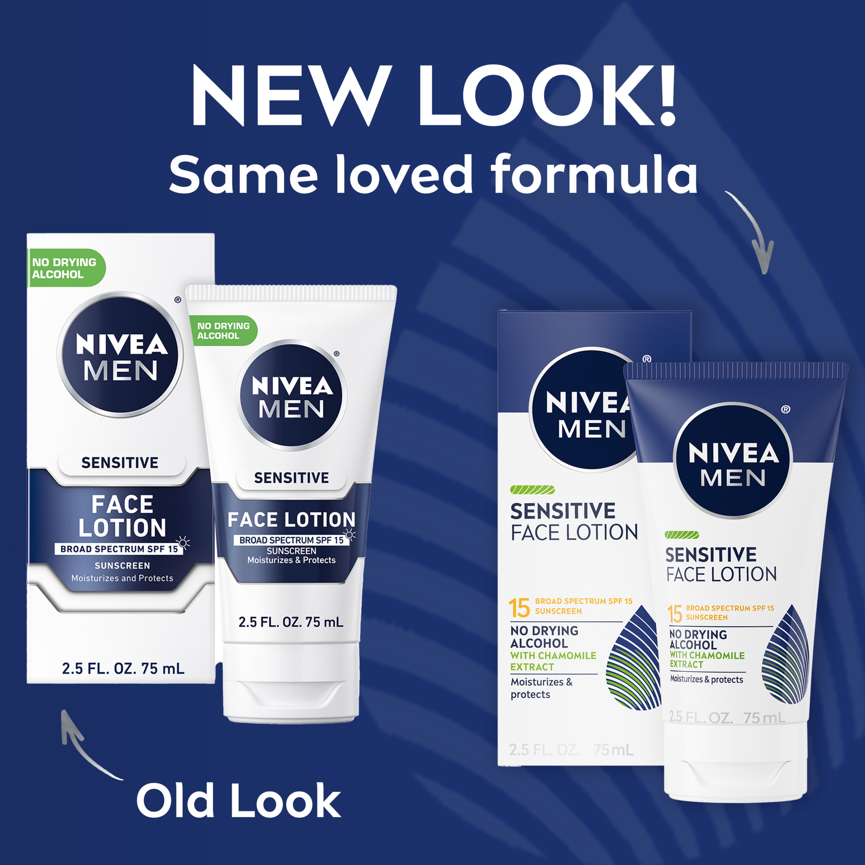 (2 pack) NIVEA MEN Sensitive Face Lotion with Broad Spectrum Sunscreen, SPF 15, 2.5 fl oz Tube Nivea